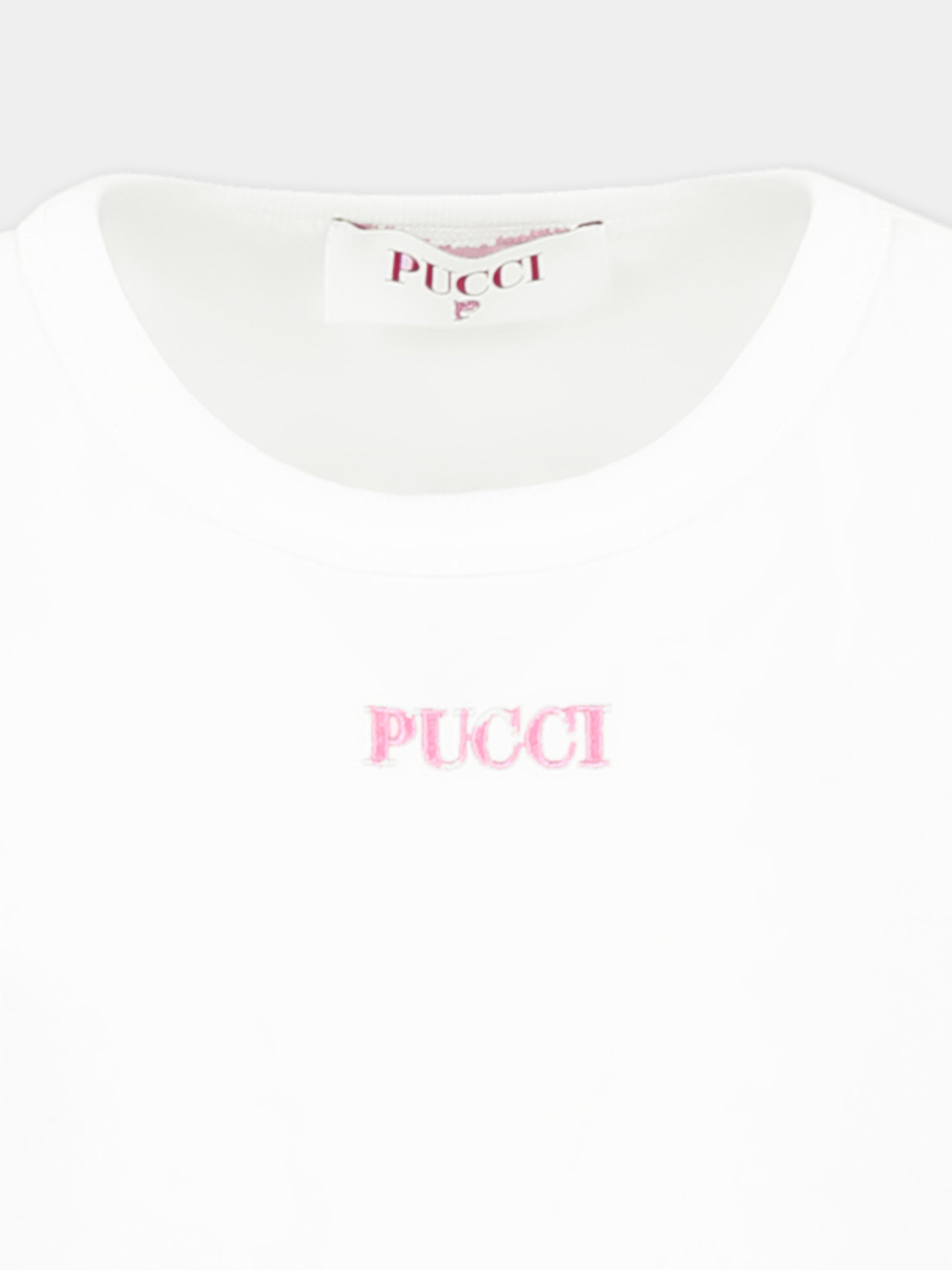 T-shirt bianca per bambian con logo,Emilio Pucci Junior,PW8A81 J0177 101