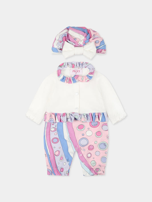 Completo nascita multicolor per neonata con stampa marmo,Emilio Pucci Junior,PWB020 J0007 101