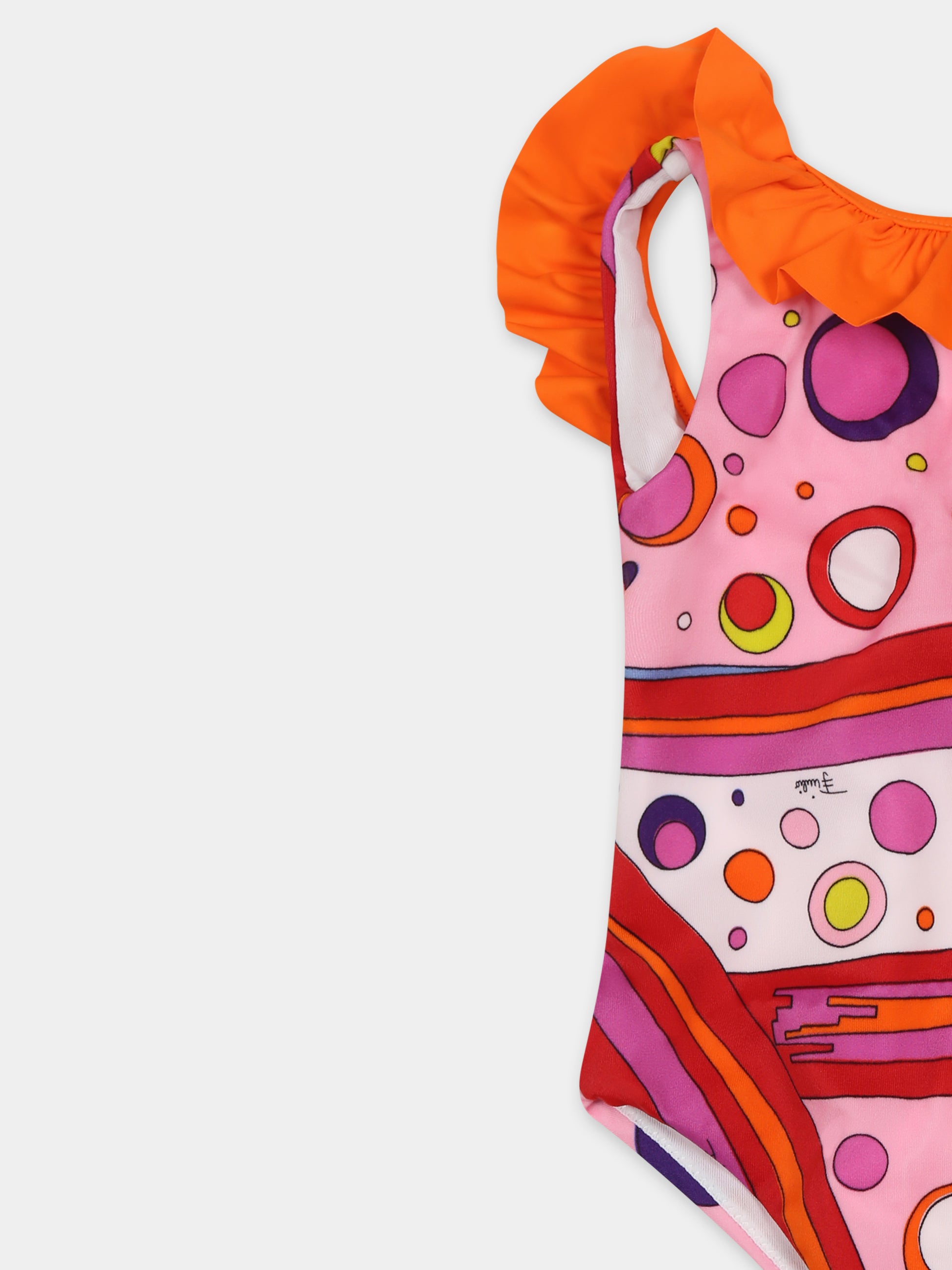 Costume intero multicolor per neonata con stampa marmo,Emilio Pucci Junior,PWC009 J0475 437MC