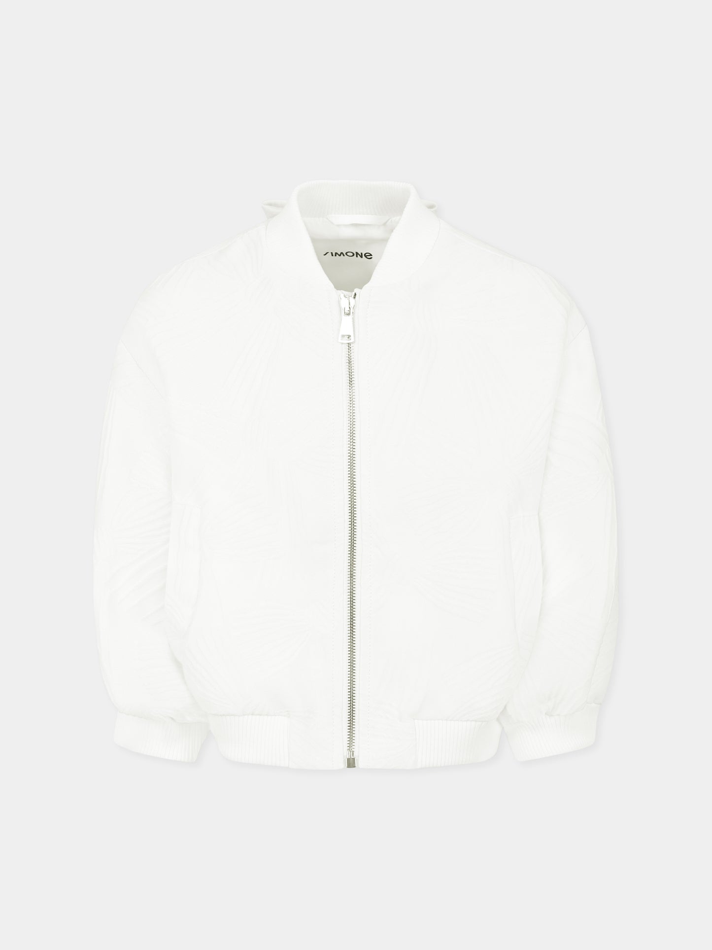 Bomber bianco per bambina con fiocco all over,Simonetta,SW2A17 U0207 101BC