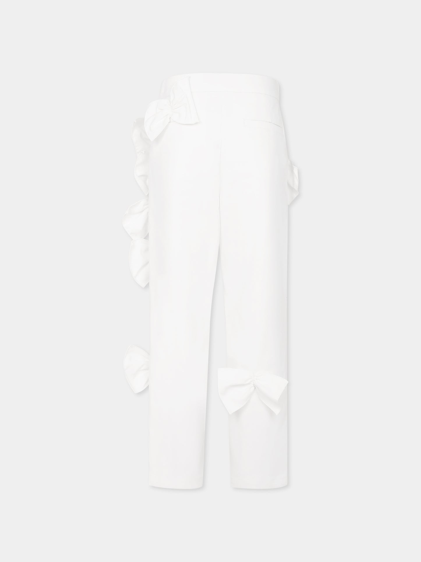 Pantaloni bianchi per bambina con fiocchi,Simonetta,SW6A91 S0201 100