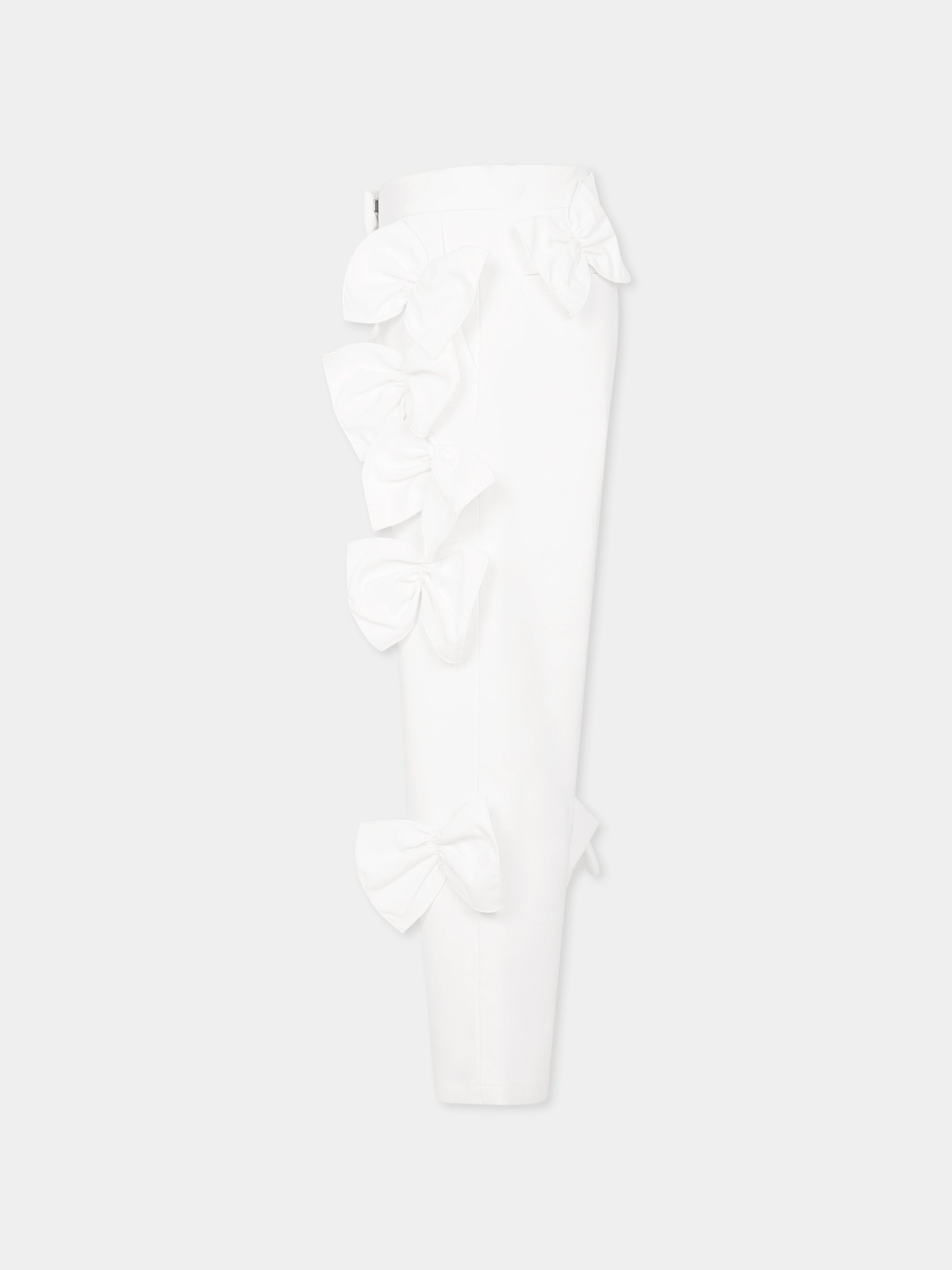 Pantaloni bianchi per bambina con fiocchi,Simonetta,SW6A91 S0201 100