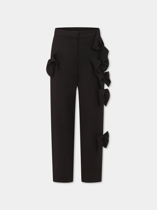 Pantaloni neri per bambina con fiocchi,Simonetta,SW6A91 S0201 930