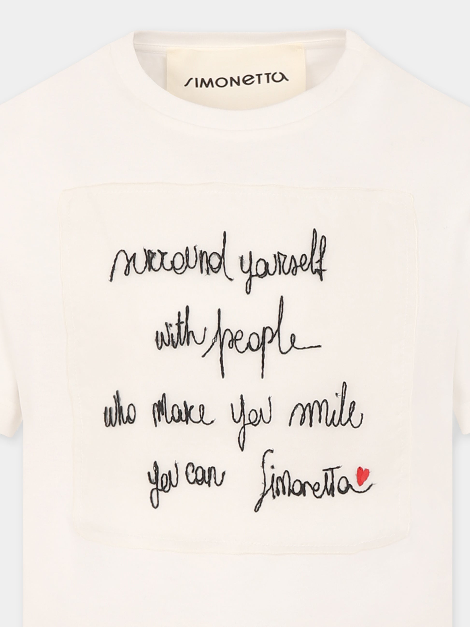 T-shirt bianca per bambina con slogan,Simonetta,SW8A11 J0177 101