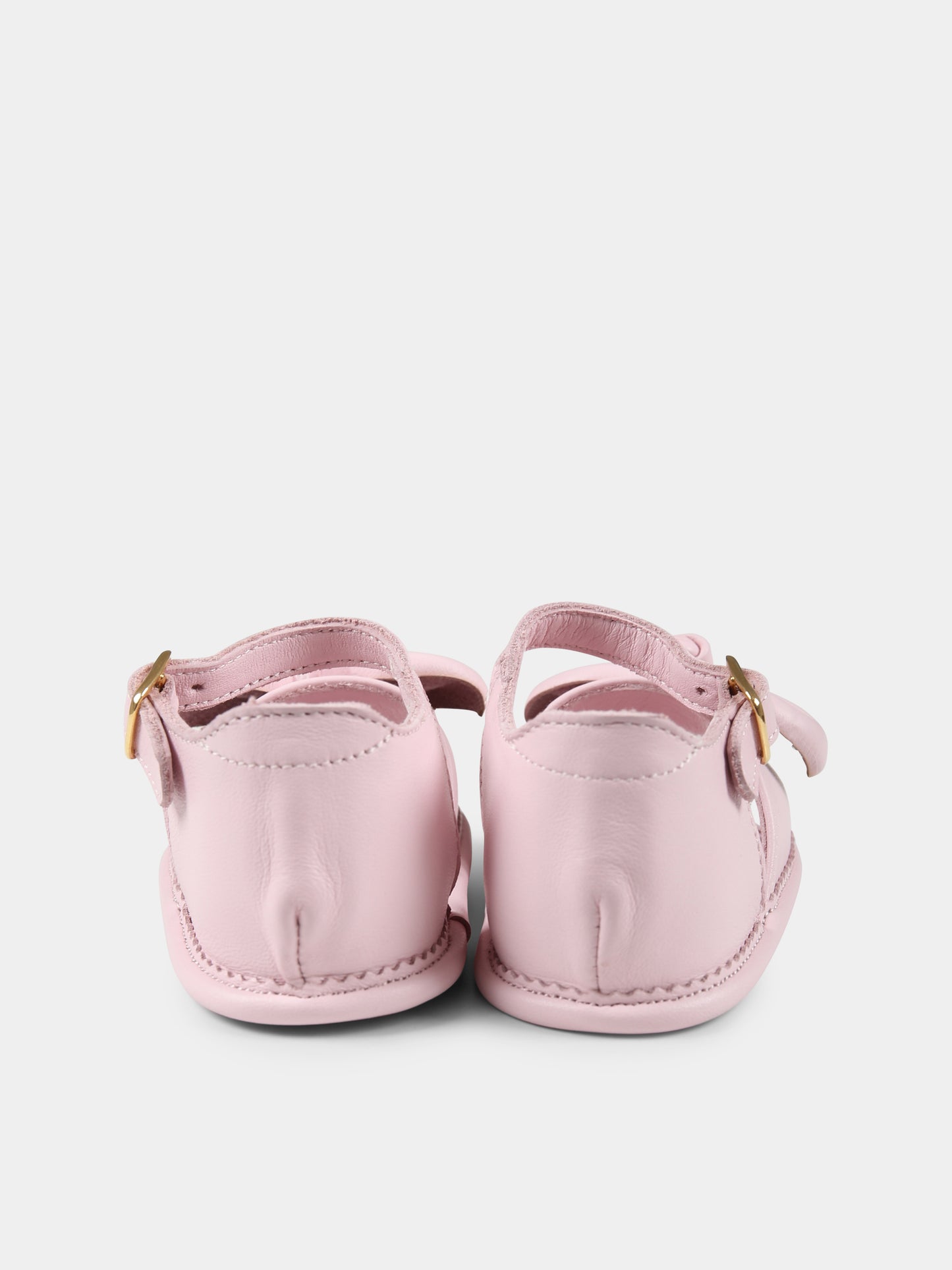 Sandali rosa per neonata con fiocco e logo bianco,Balmain Kids,BW0016 Y0051 511BC