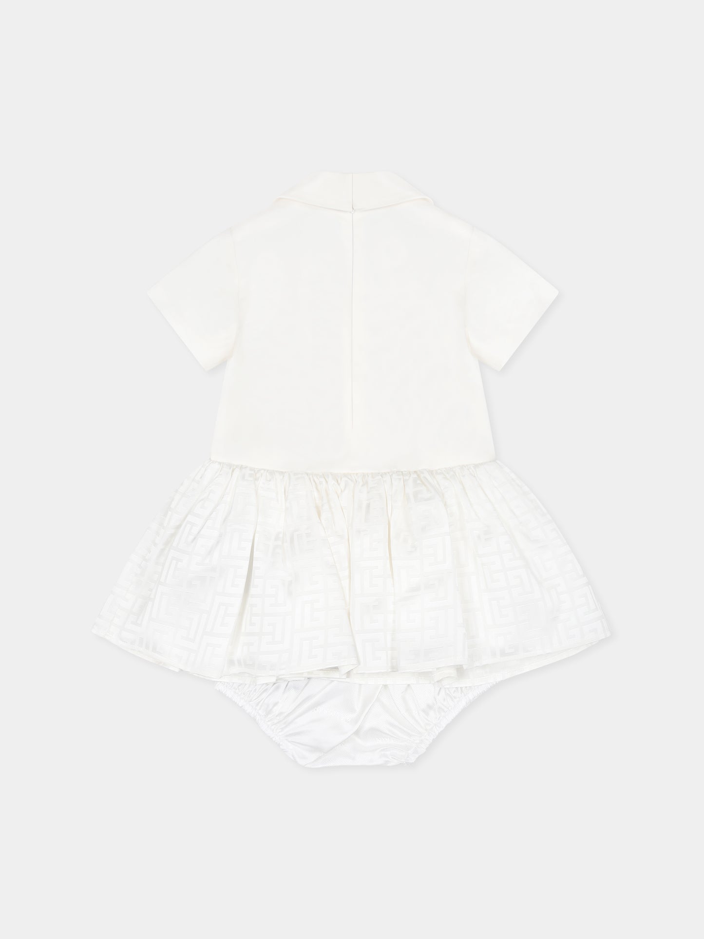 Vestito avorio per neonata con iconico labirinto,Balmain Kids,BW1151 P0484 100OR