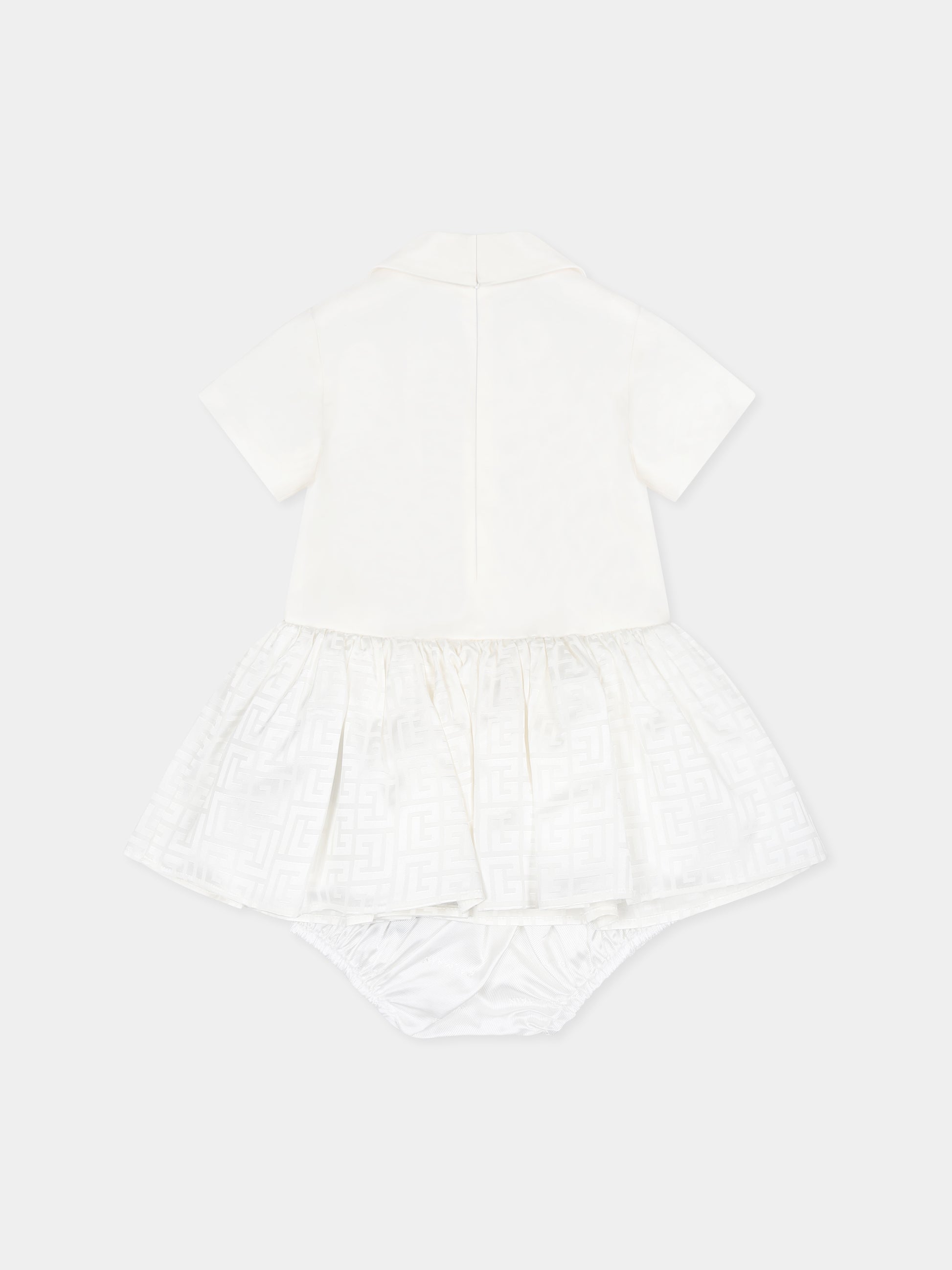 Vestito avorio per neonata con iconico labirinto,Balmain Kids,BW1151 P0484 100OR