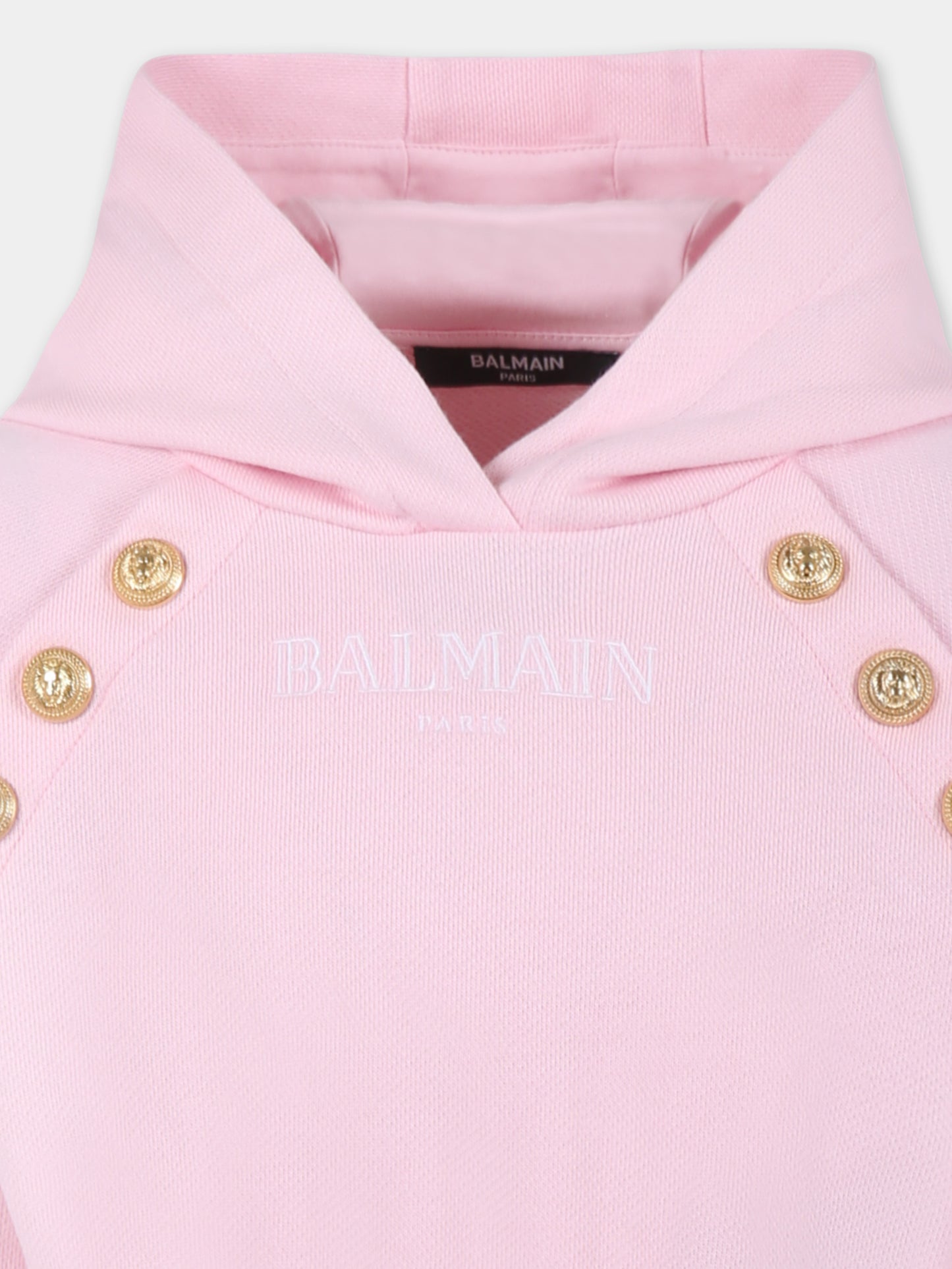 Felpa crop rosa per bambina con logo,Balmain Kids,BW4A30 Z0114 511BC