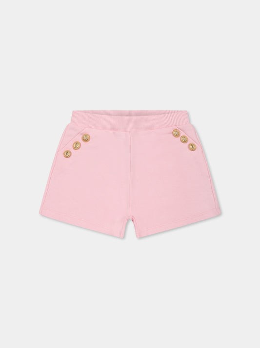 Shorts rosa per neonata con iconici bottoni,Balmain Kids,BW6009 Z0114 511OR