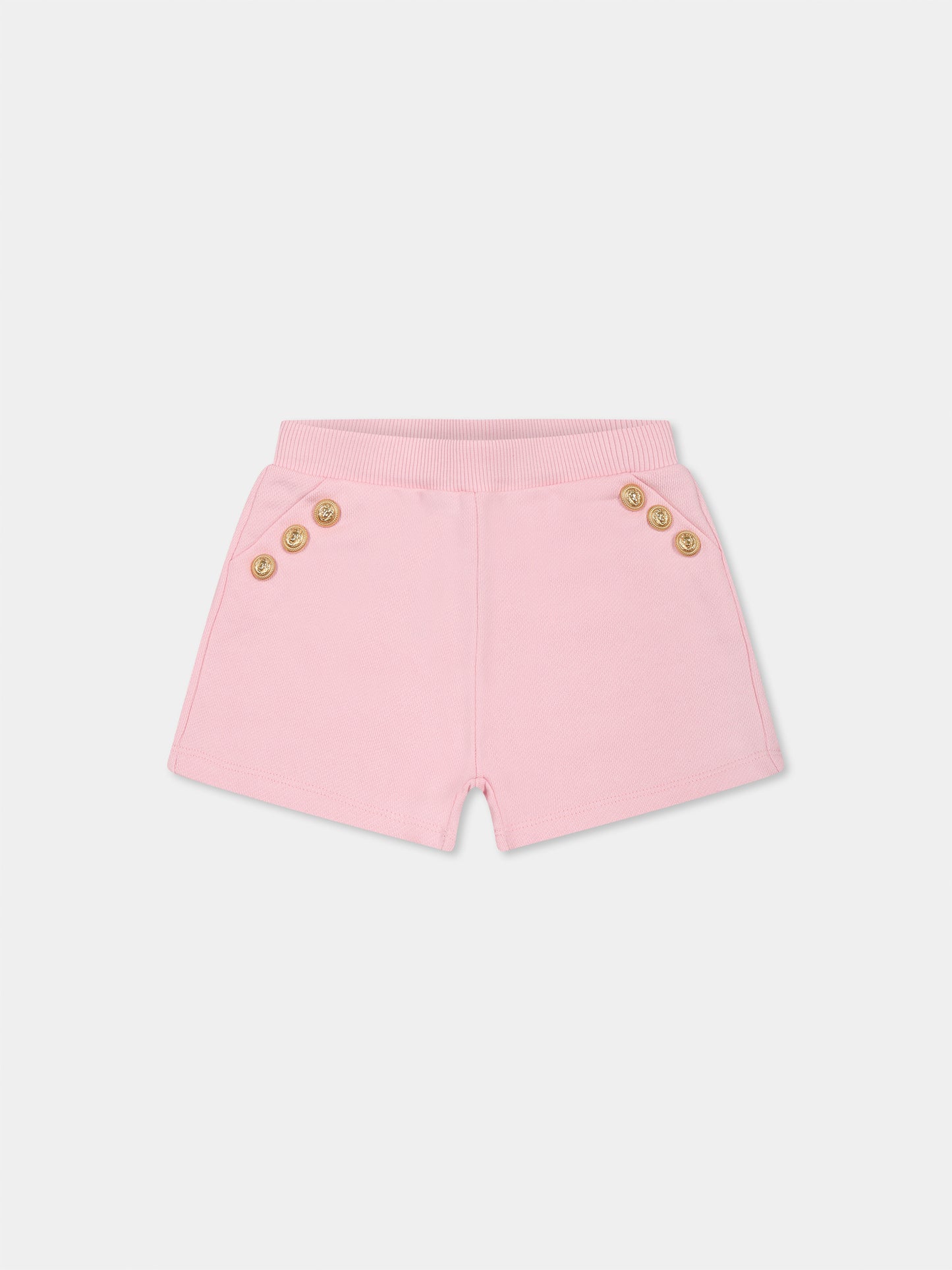 Pink shorts for baby girl with buttons