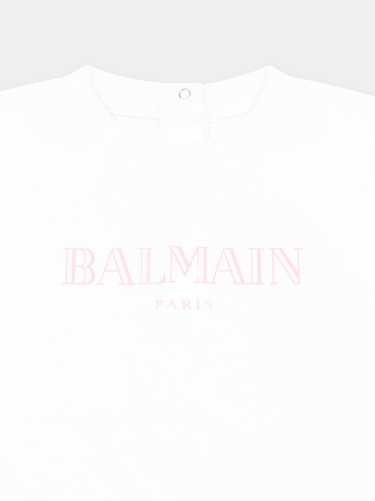 T-shirt bianca per neonata con logo,Balmain Kids,BW8001 Z0116 100RS