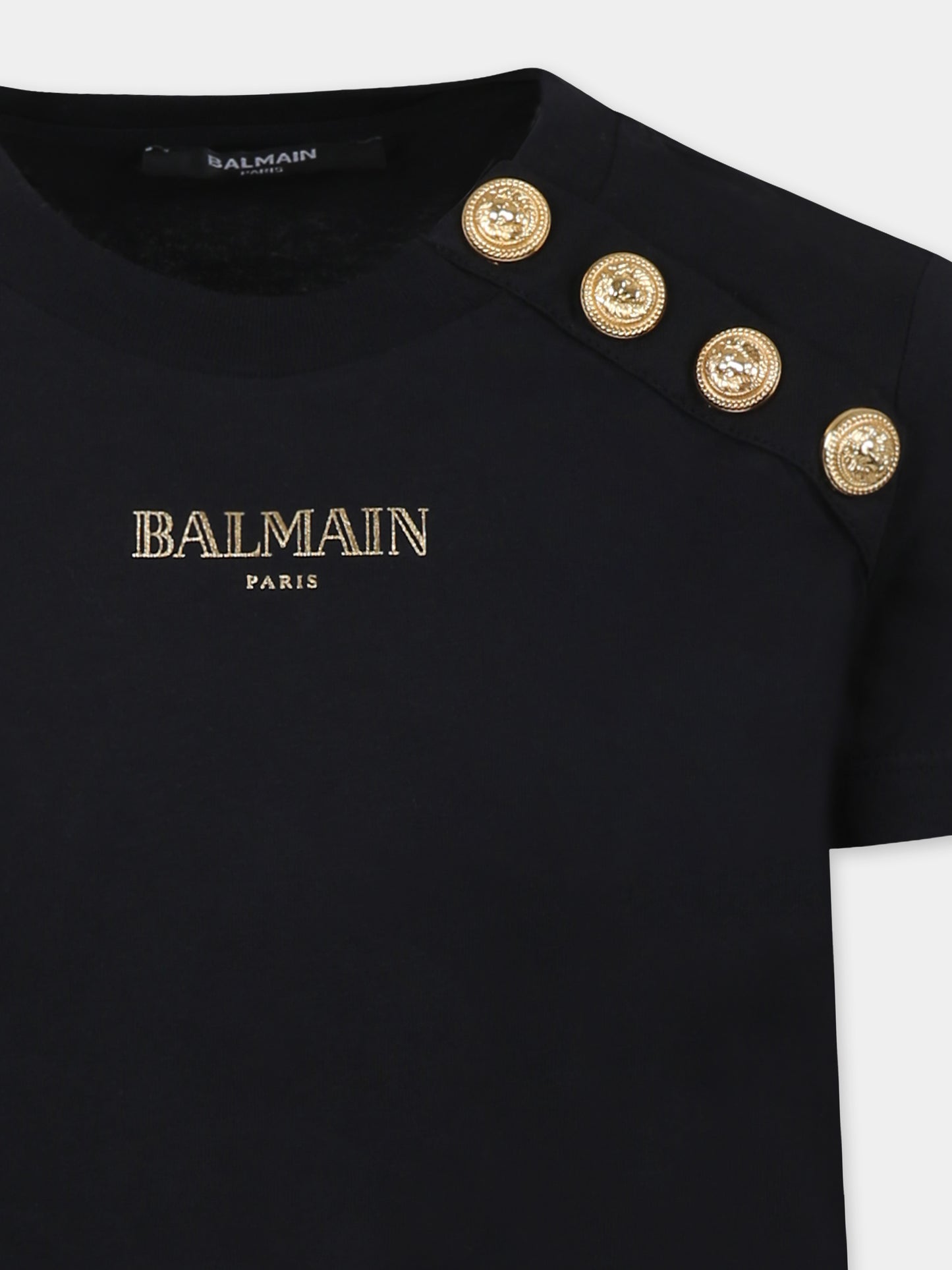 T-shirt nera per bambini con logo,Balmain Kids,BW8P71 Z1751 930OR