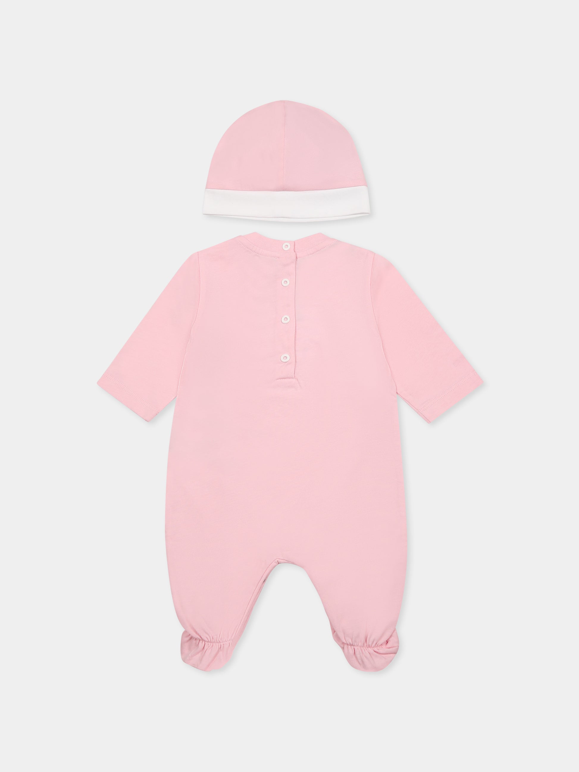 Set tutina rosa per neonata con logo,Balmain Kids,BWB50A Z0082 511AG