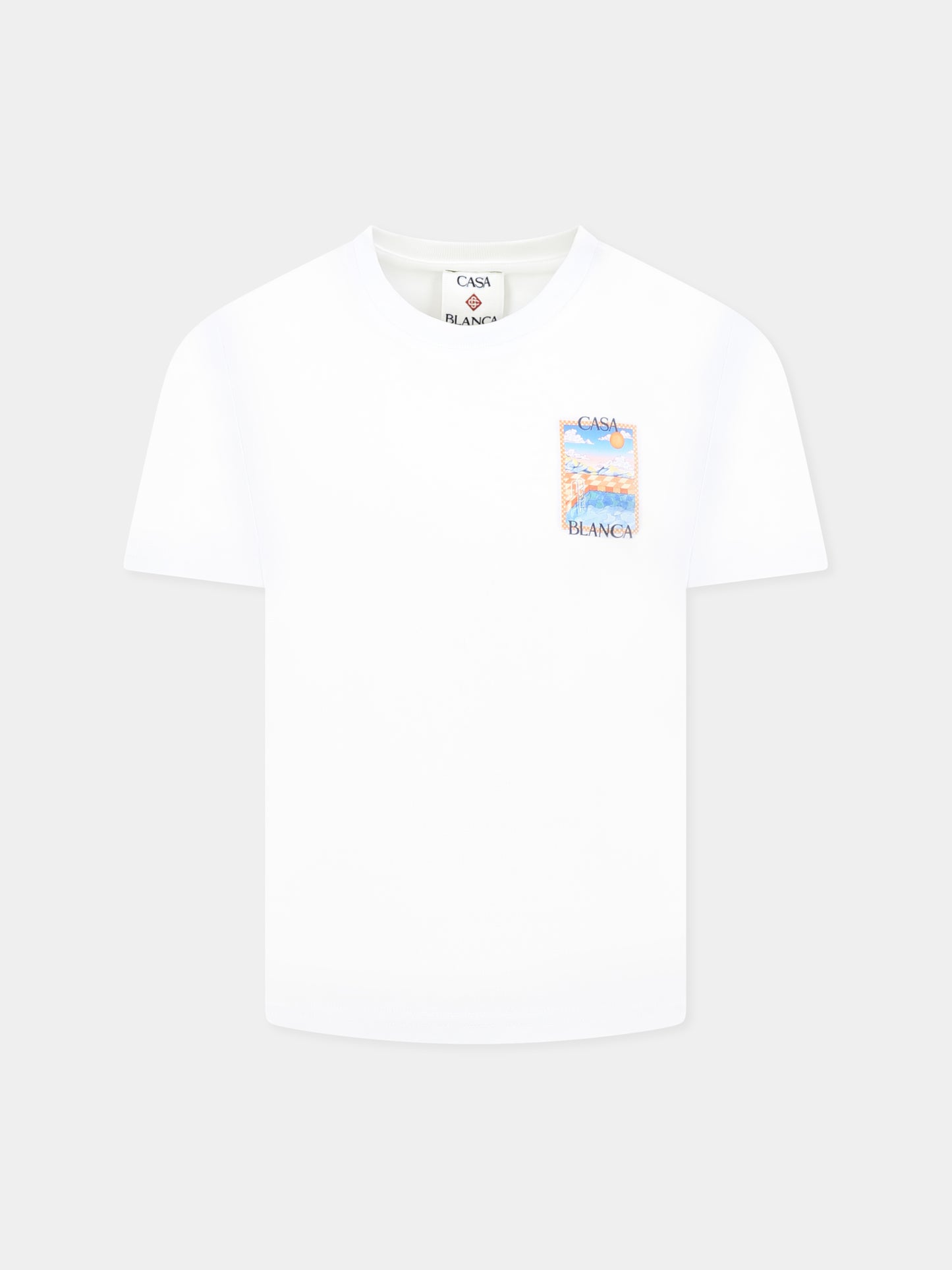 T-shirt bianca per bambini con stampa piscina,Casablanca,KS25 JTS 038 04 EX