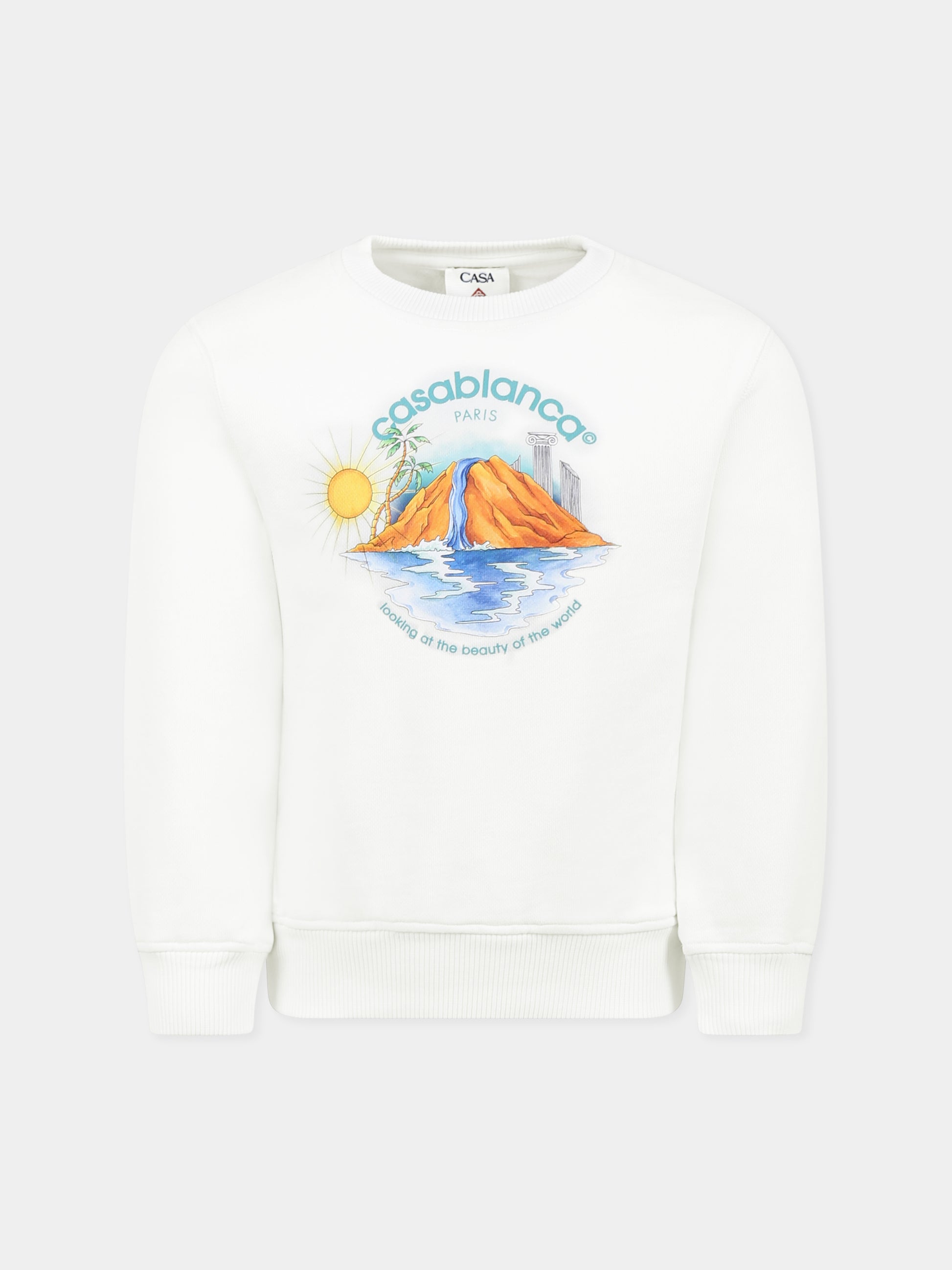 Felpa avorio per bambini con stampa oasi,Casablanca,KS25 JTP 371 01 EX