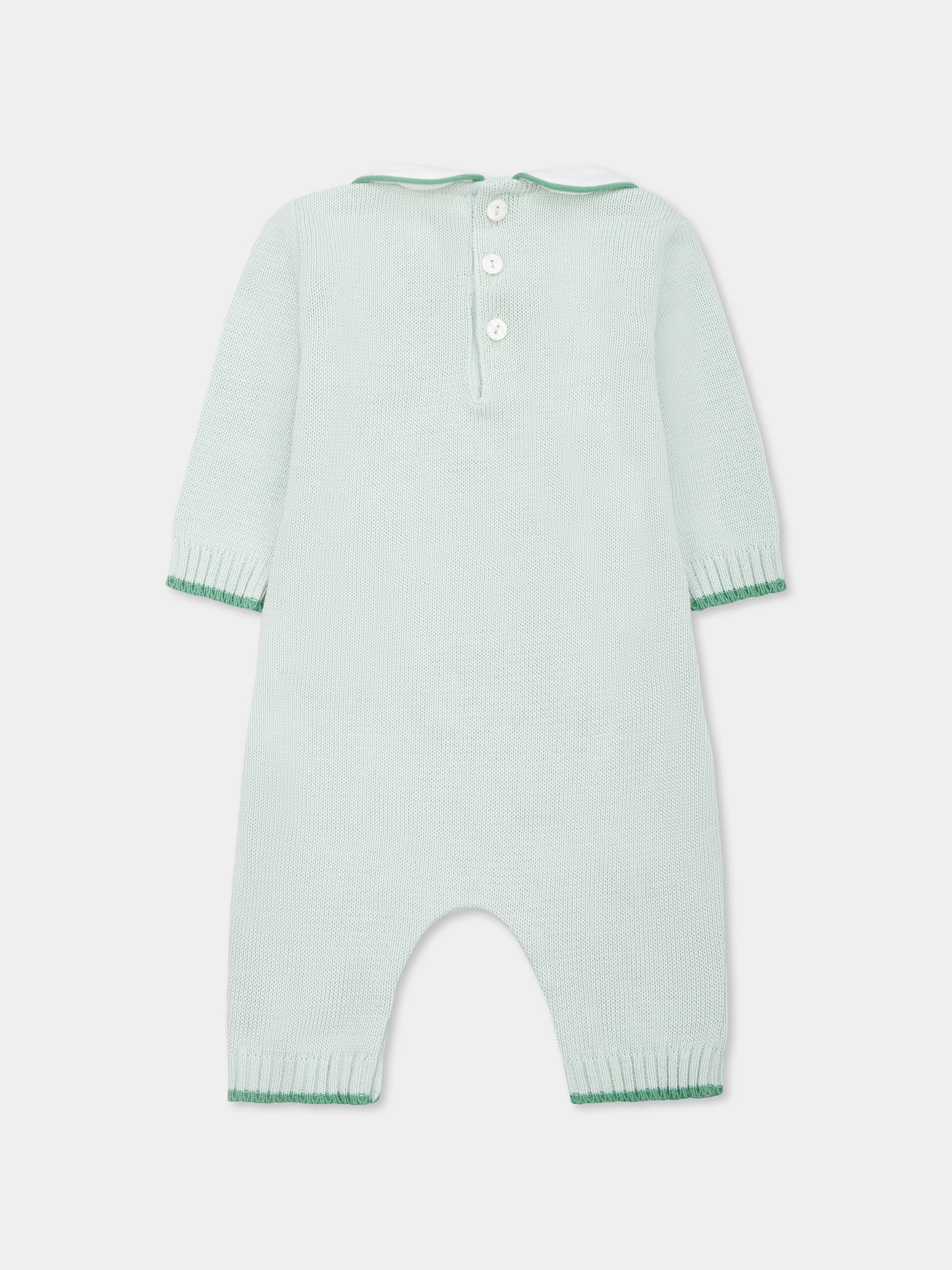 Green babygrow for babykids with polka dots
