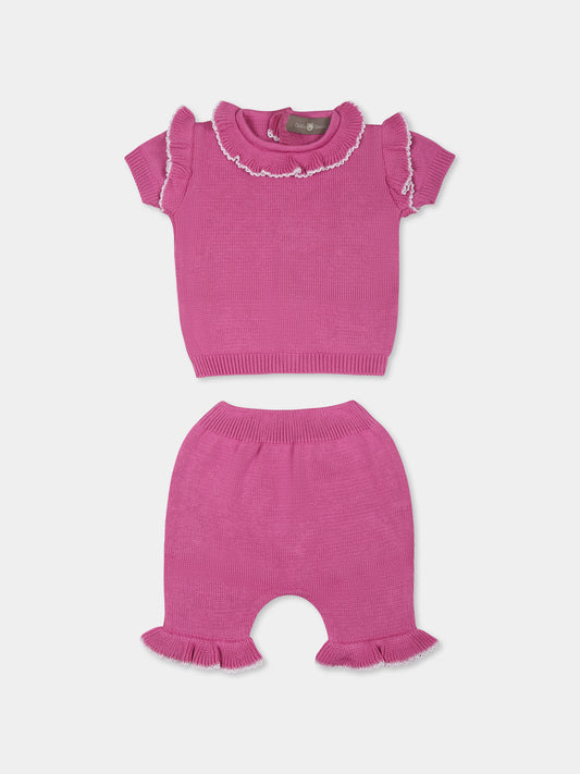 Completo nascita fucsia per neonata,Little Bear,1119 PEONIA/GLICINE