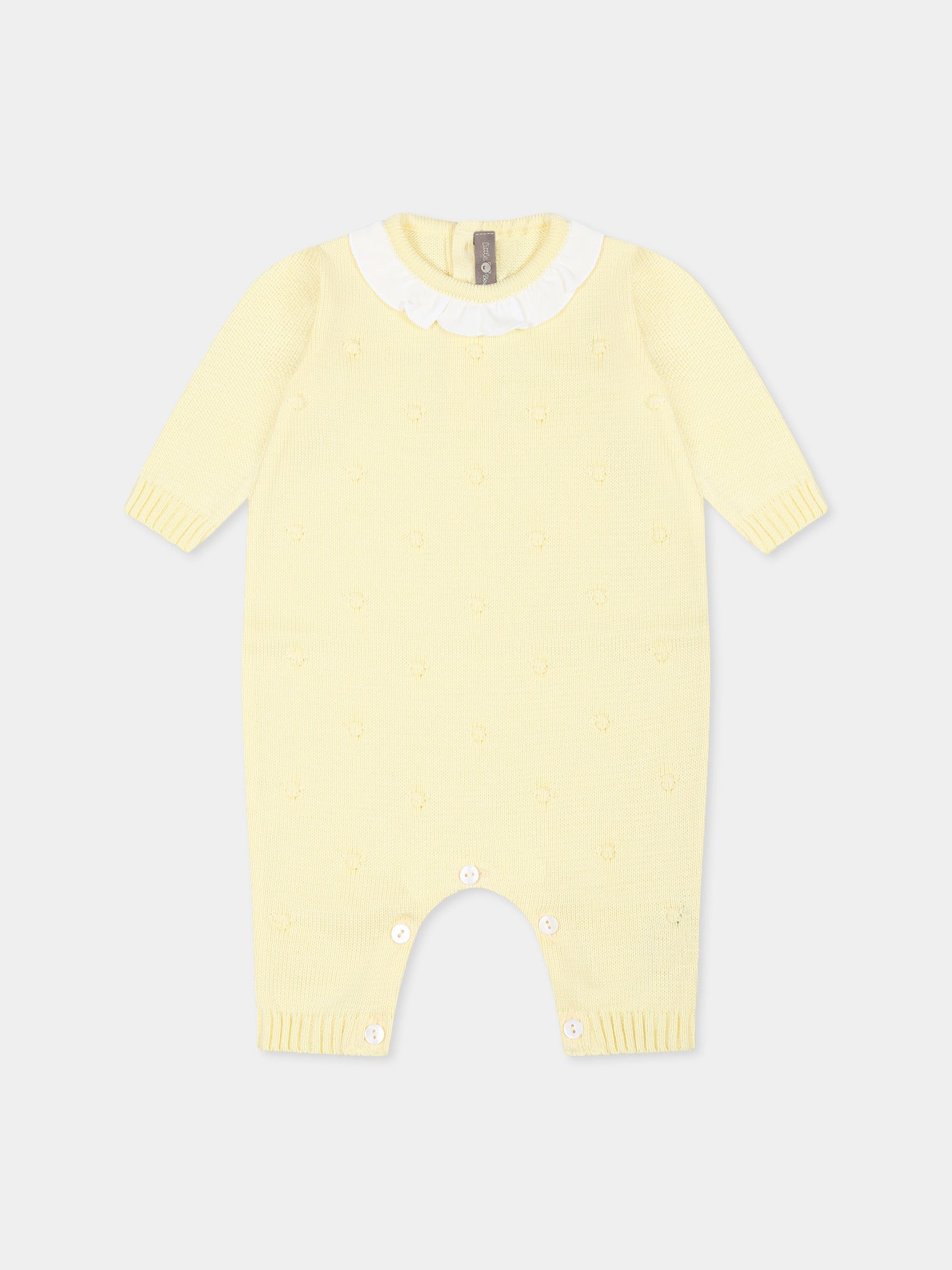 Yellow babygrow for babykids with polka dots
