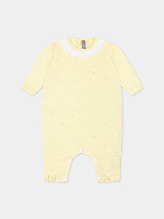 Yellow babygrow for babykids with polka dots