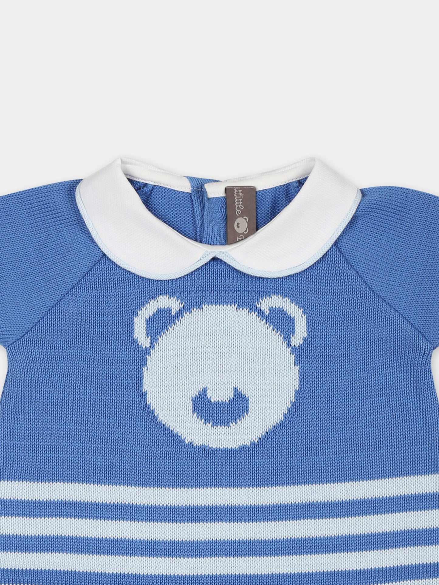 Light blue romper for baby boy with bear