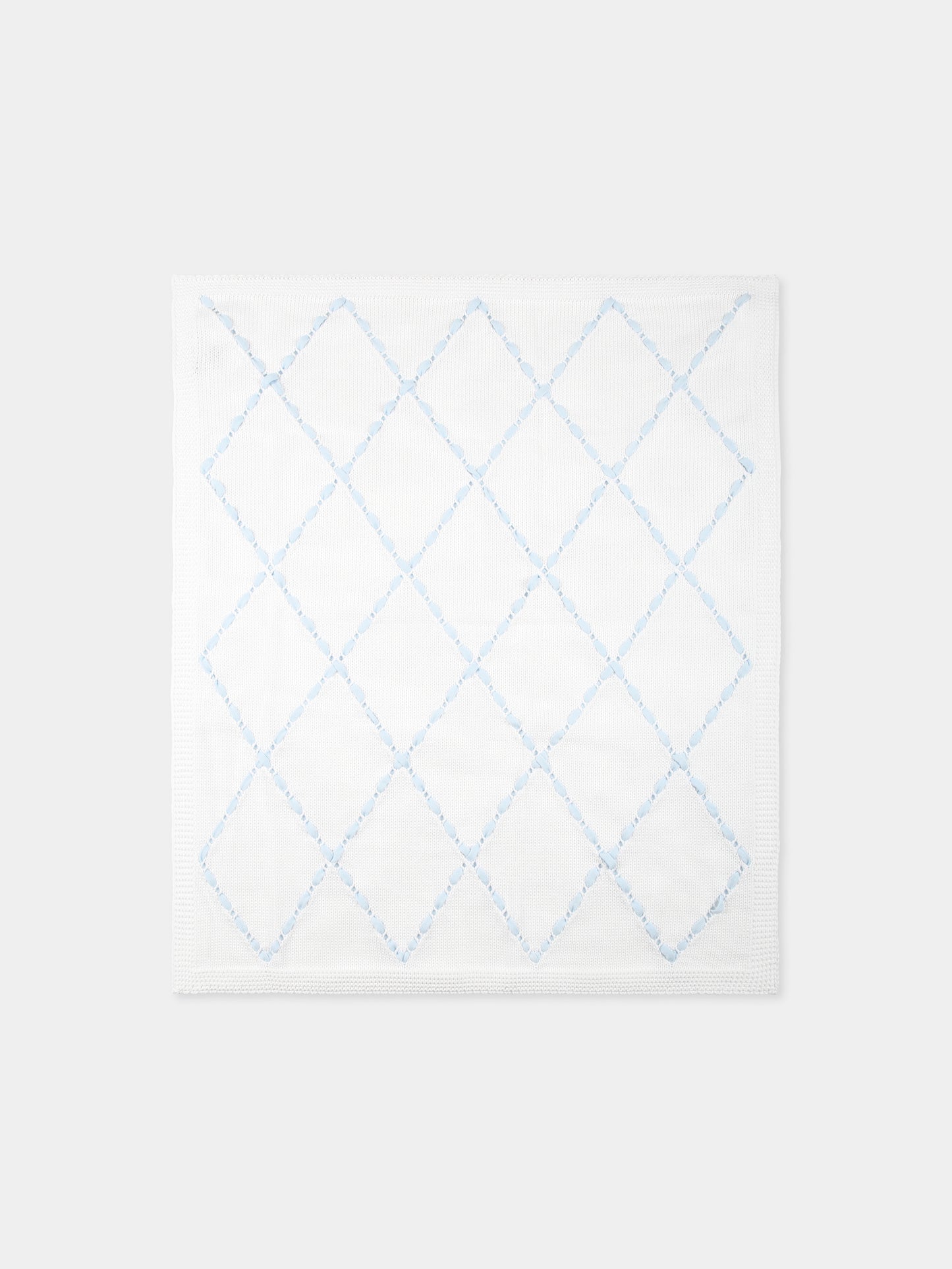 Coperta bianca per neonato con nastro,Little Bear,1007 BIANCO/CIELO