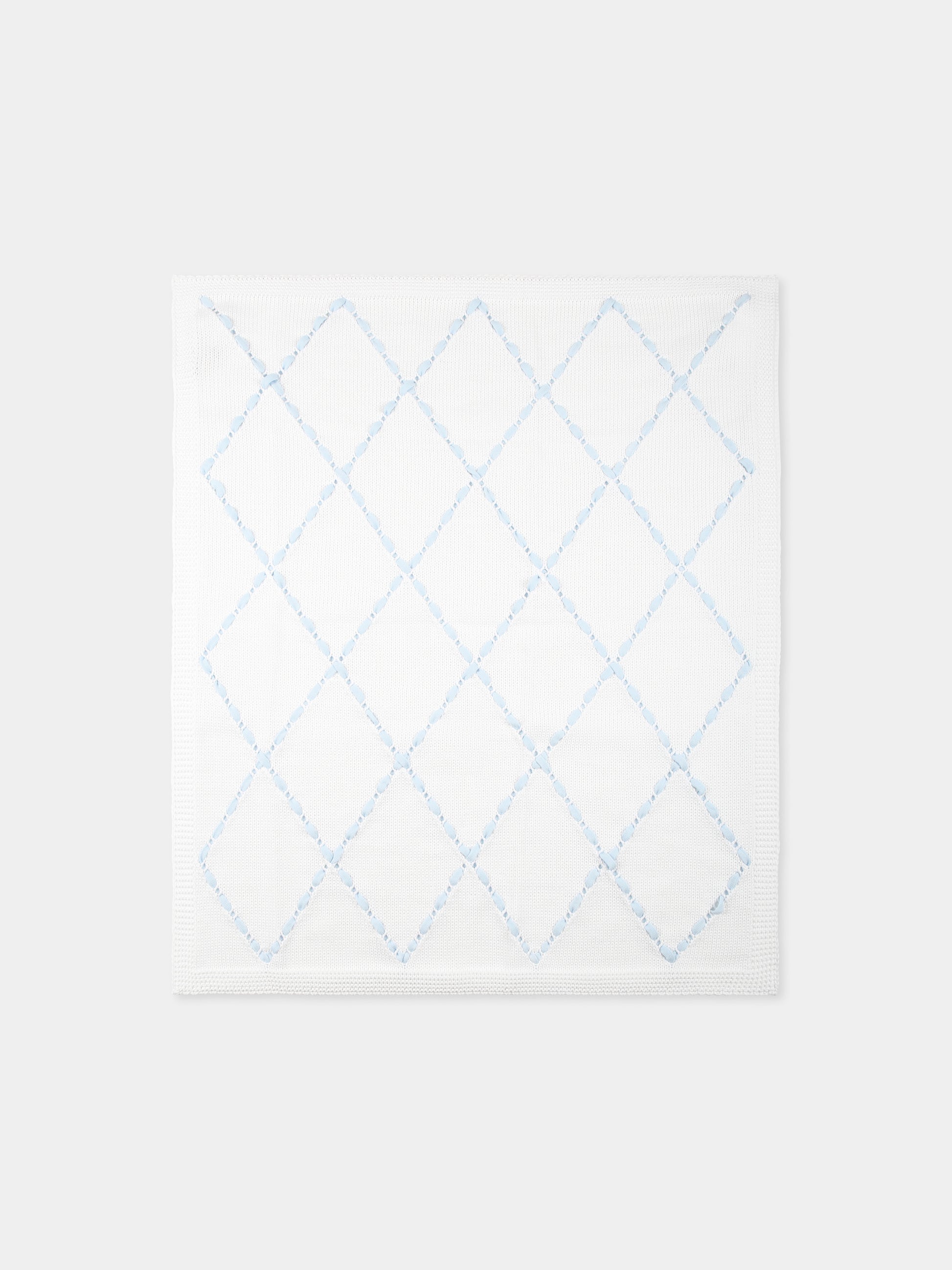 Coperta bianca per neonato con nastro,Little Bear,1007 BIANCO/CIELO