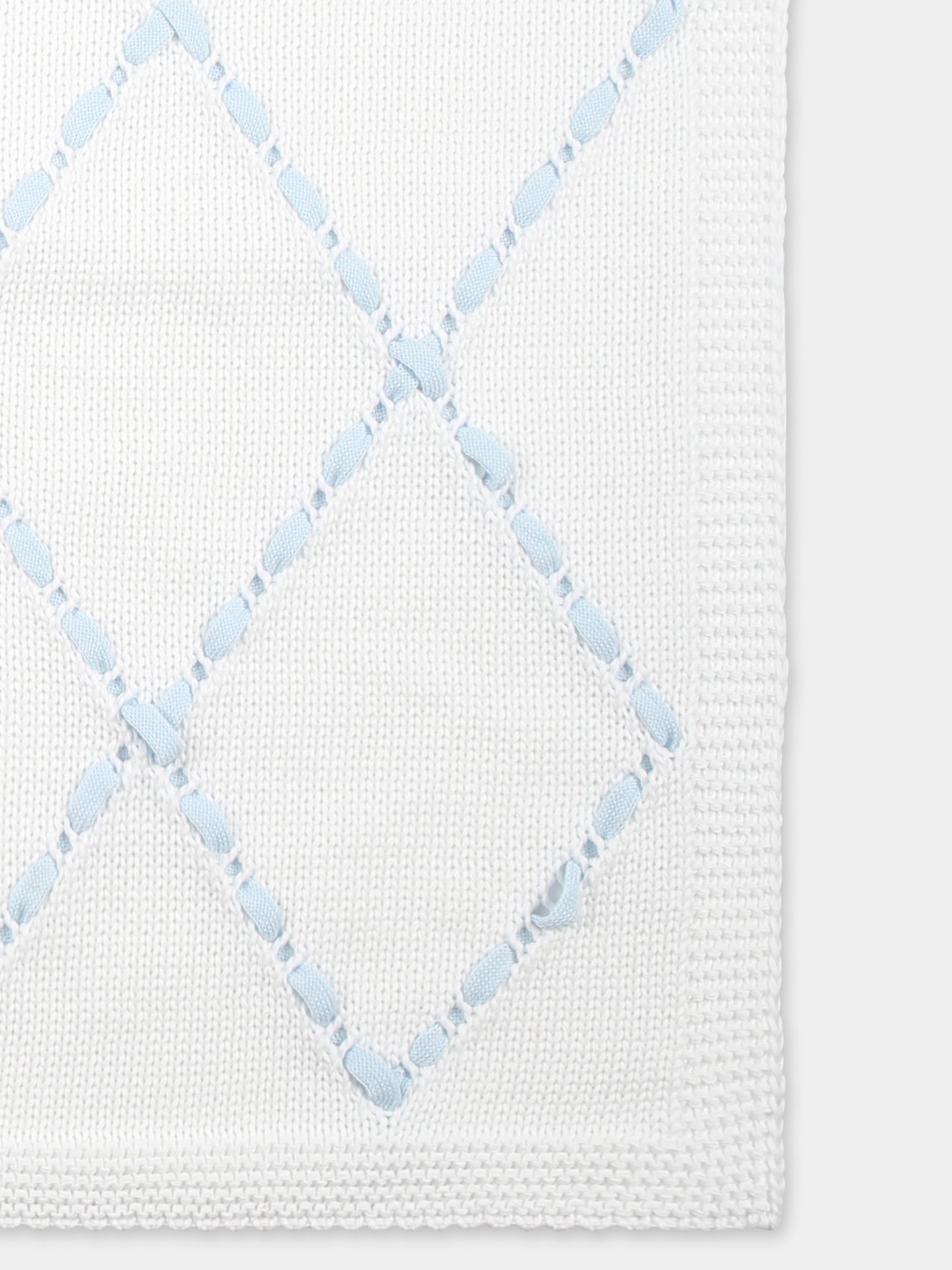 Coperta bianca per neonato con nastro,Little Bear,1007 BIANCO/CIELO