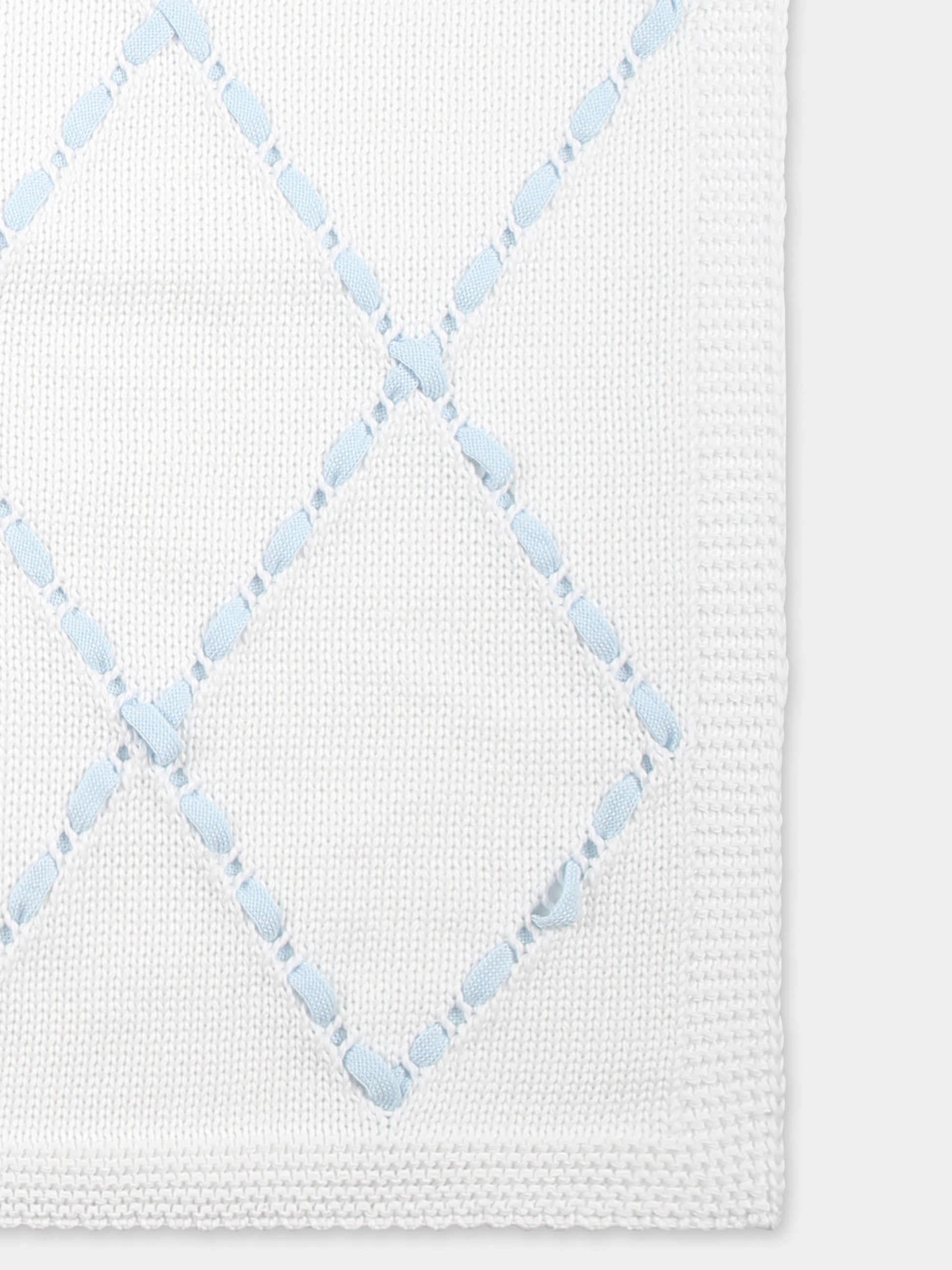 Coperta bianca per neonato con nastro,Little Bear,1007 BIANCO/CIELO