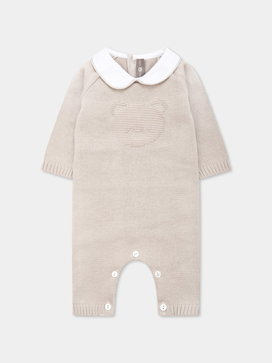 Beige babygrow for babykids with bear