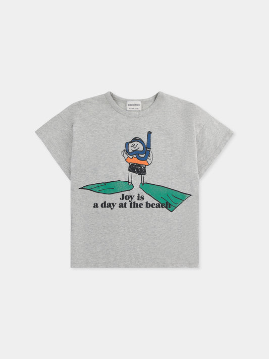 T-shirt grigia per bambini con scritta e sub,Bobo Choses,B125AC007