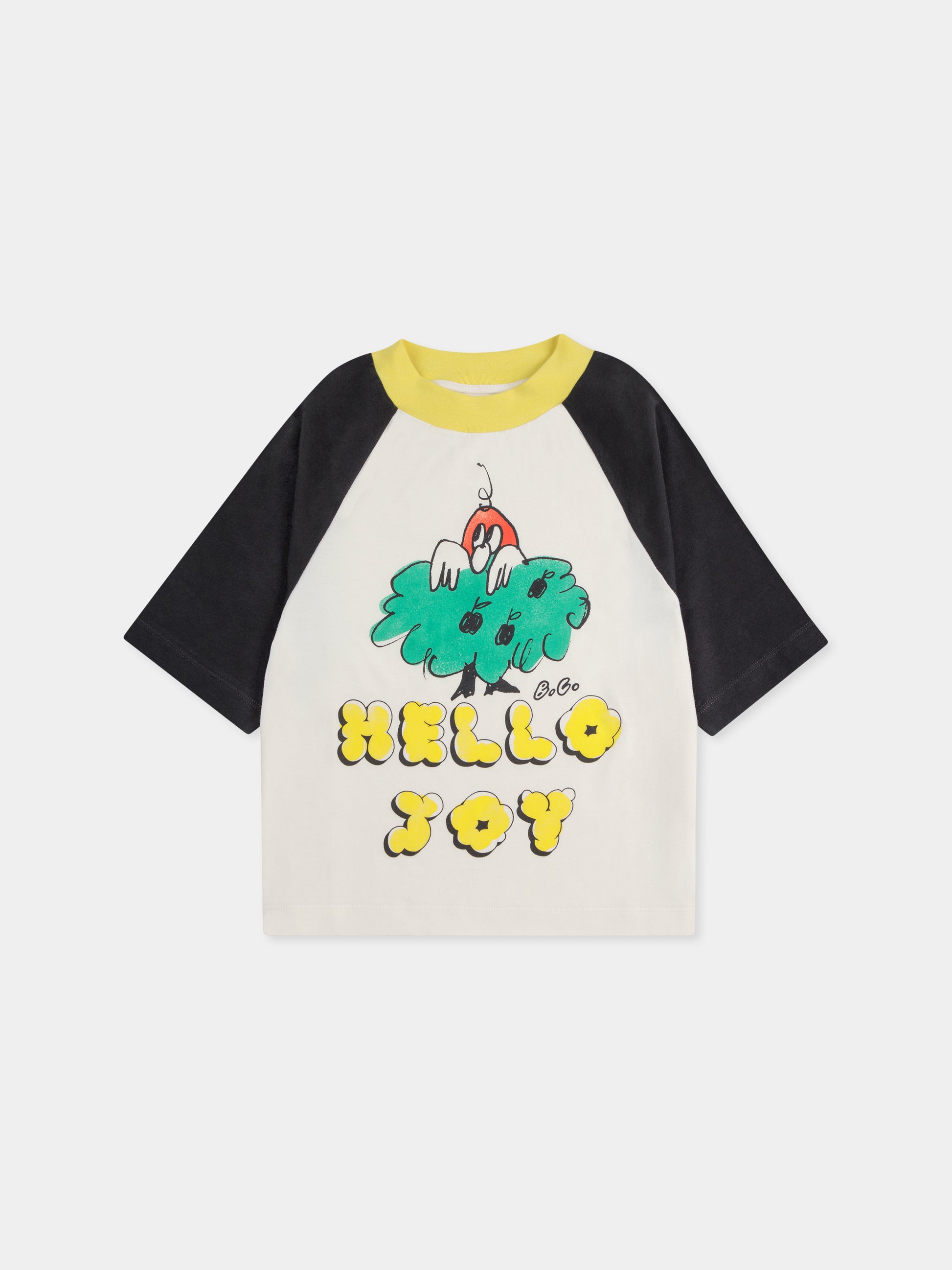 T-shirt avorio per bambini con scritta e stampa,Bobo Choses,B125AC016
