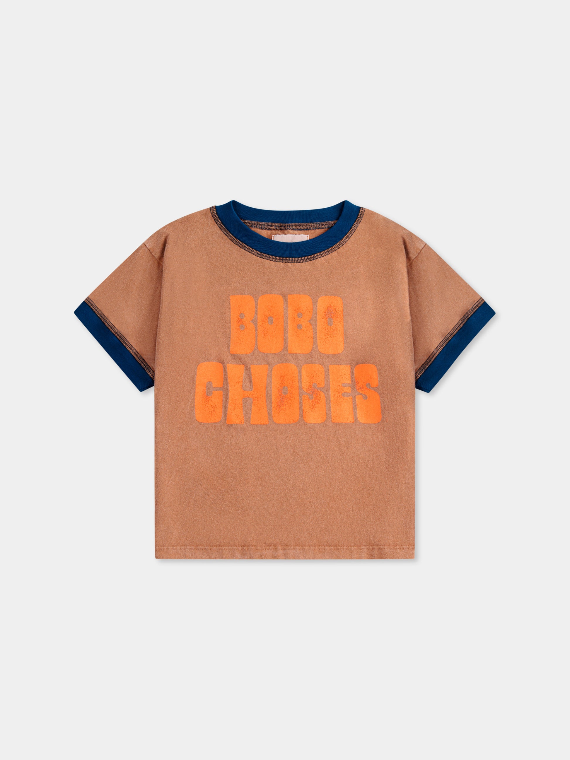 T-shirt marrone per bambini con logo,Bobo Choses,B125AC124