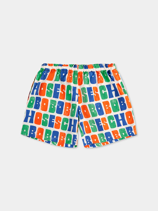 Shorts multicolor per bambini con logo all over,Bobo Choses,B125AC133