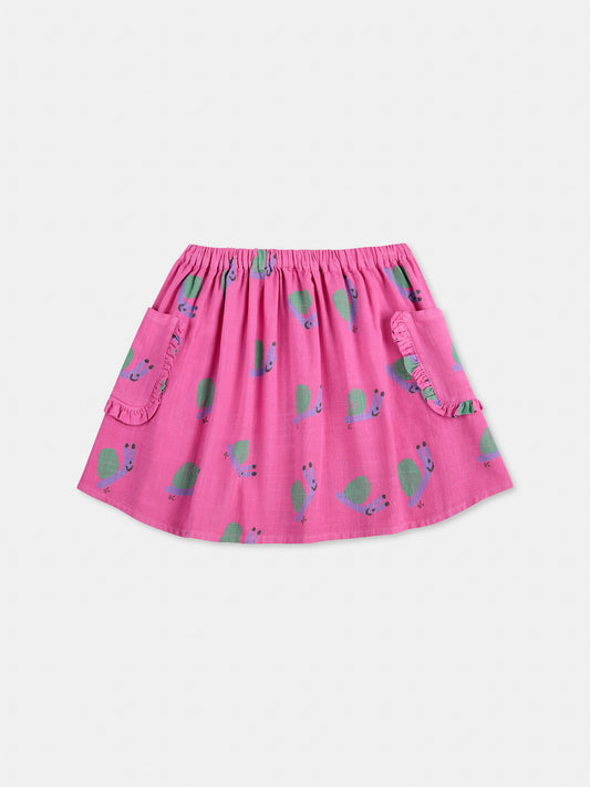 Gonna fucsia per bambina con lumache all over,Bobo Choses,B125AC069