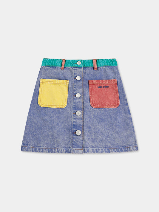 Gonna denim per bambina con logo,Bobo Choses,B125AC072
