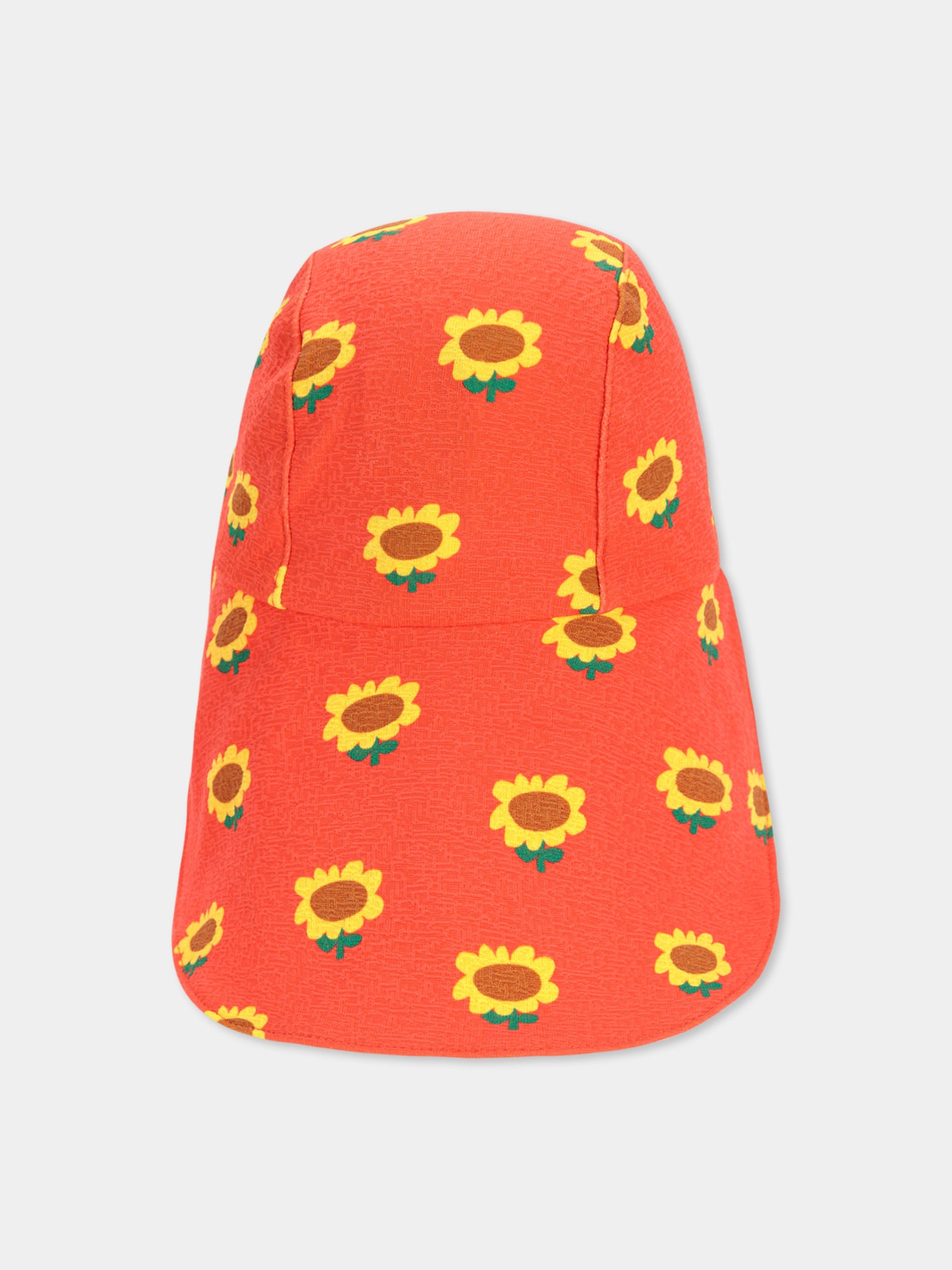 Cappello rosso per neonata con girasoli all over,Bobo Choses,B125AH012