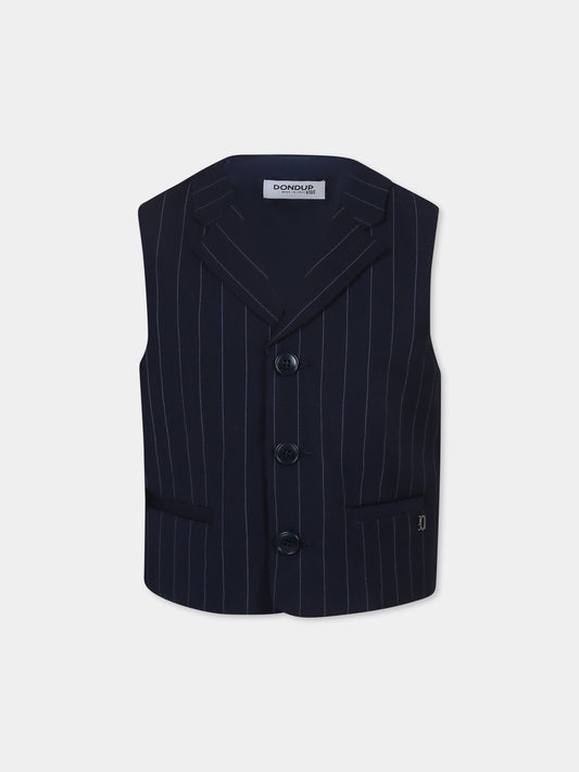 Blue waistcoat for boy with logo