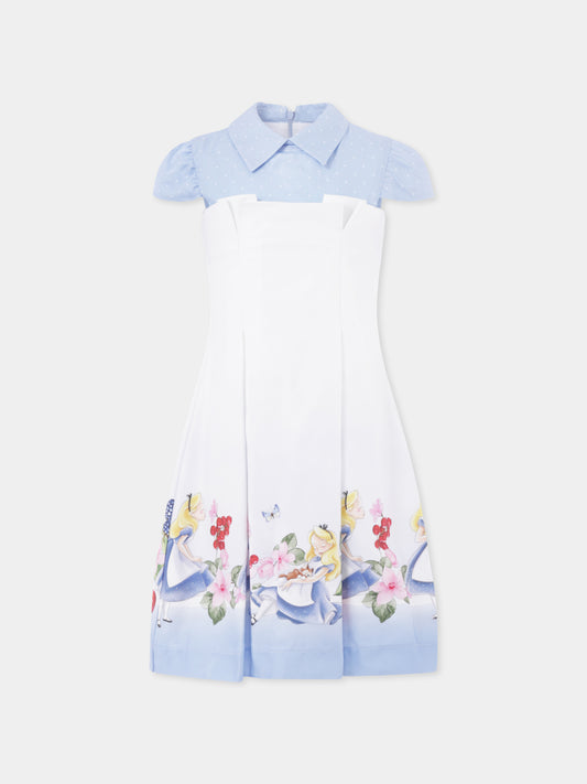 White dress for girl with Alice in Wonderland