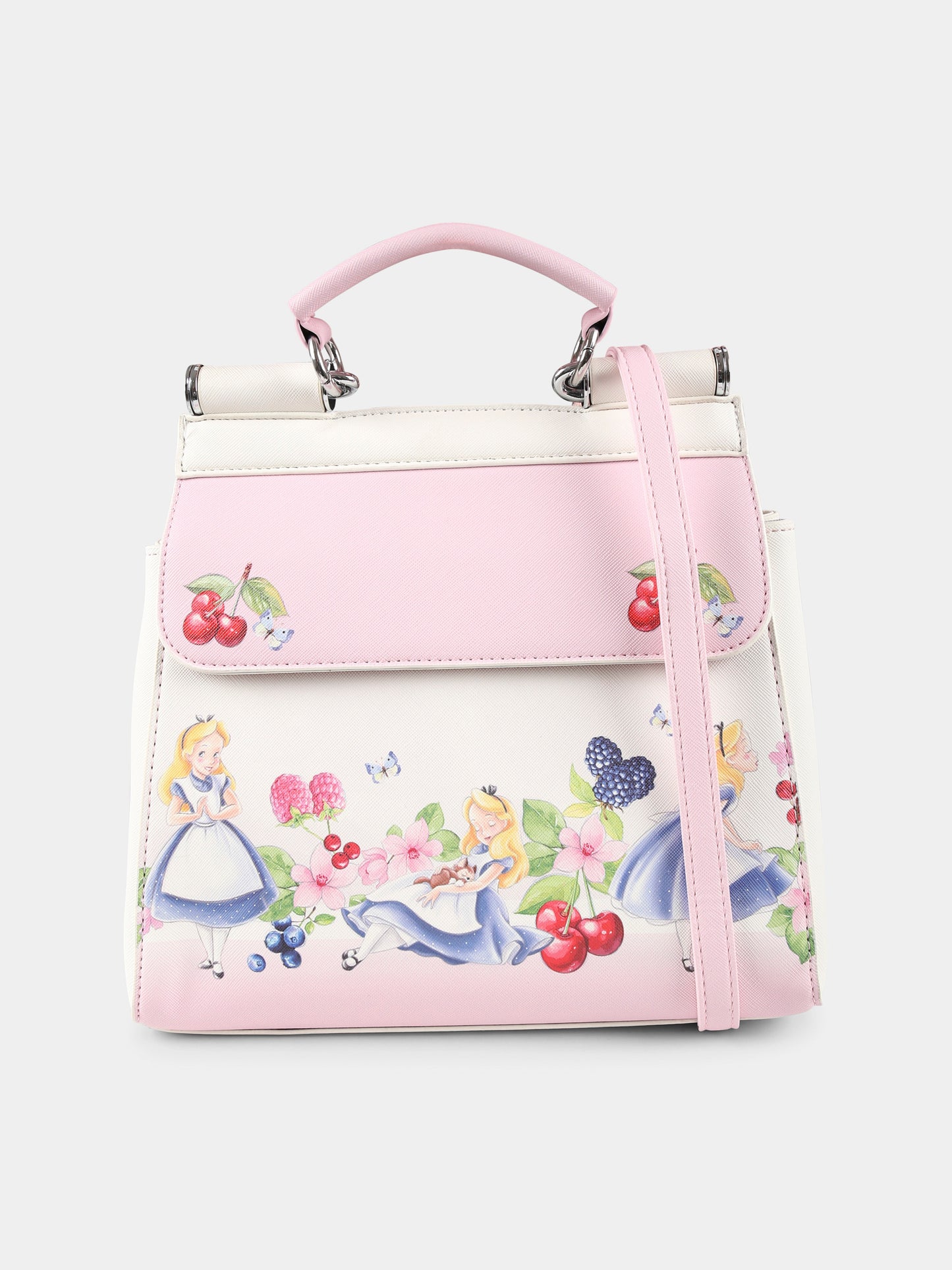Borsa avorio per bambina con Alice nel Paese delle Meraviglie,Monnalisa,19E013 5785 0190