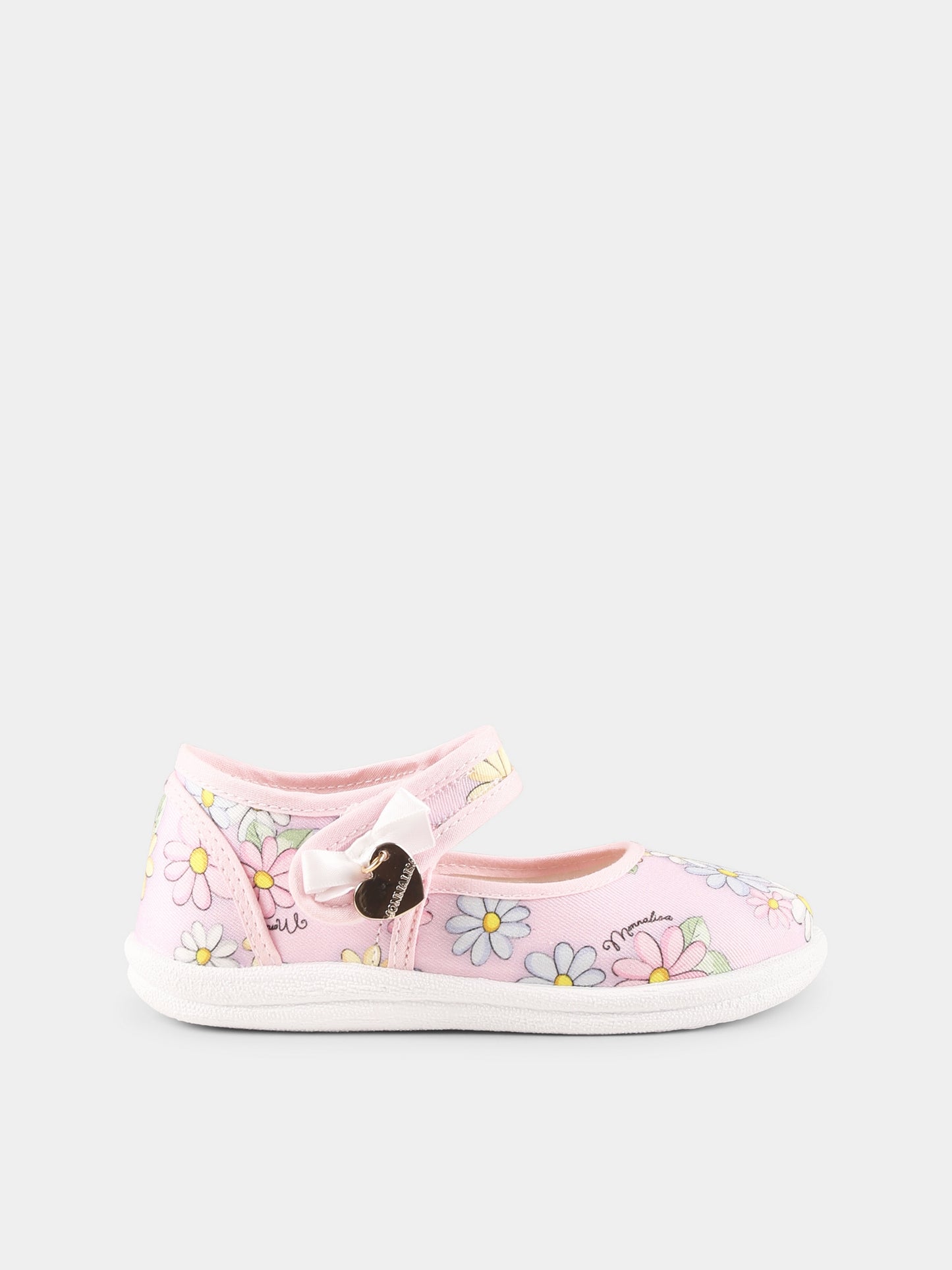 Pink ballet flats for girl with daises