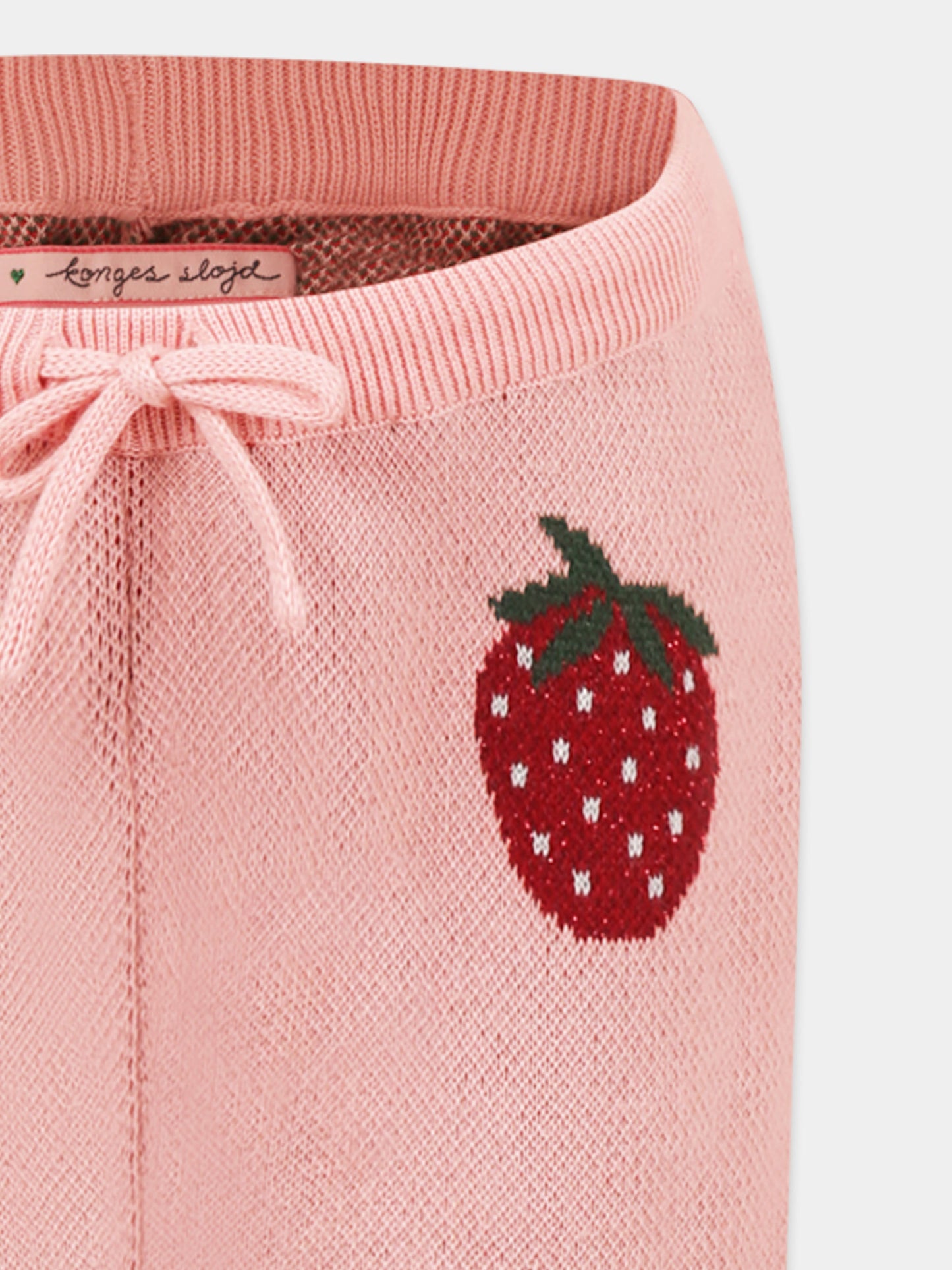 Pink trousers for girl with strawberries