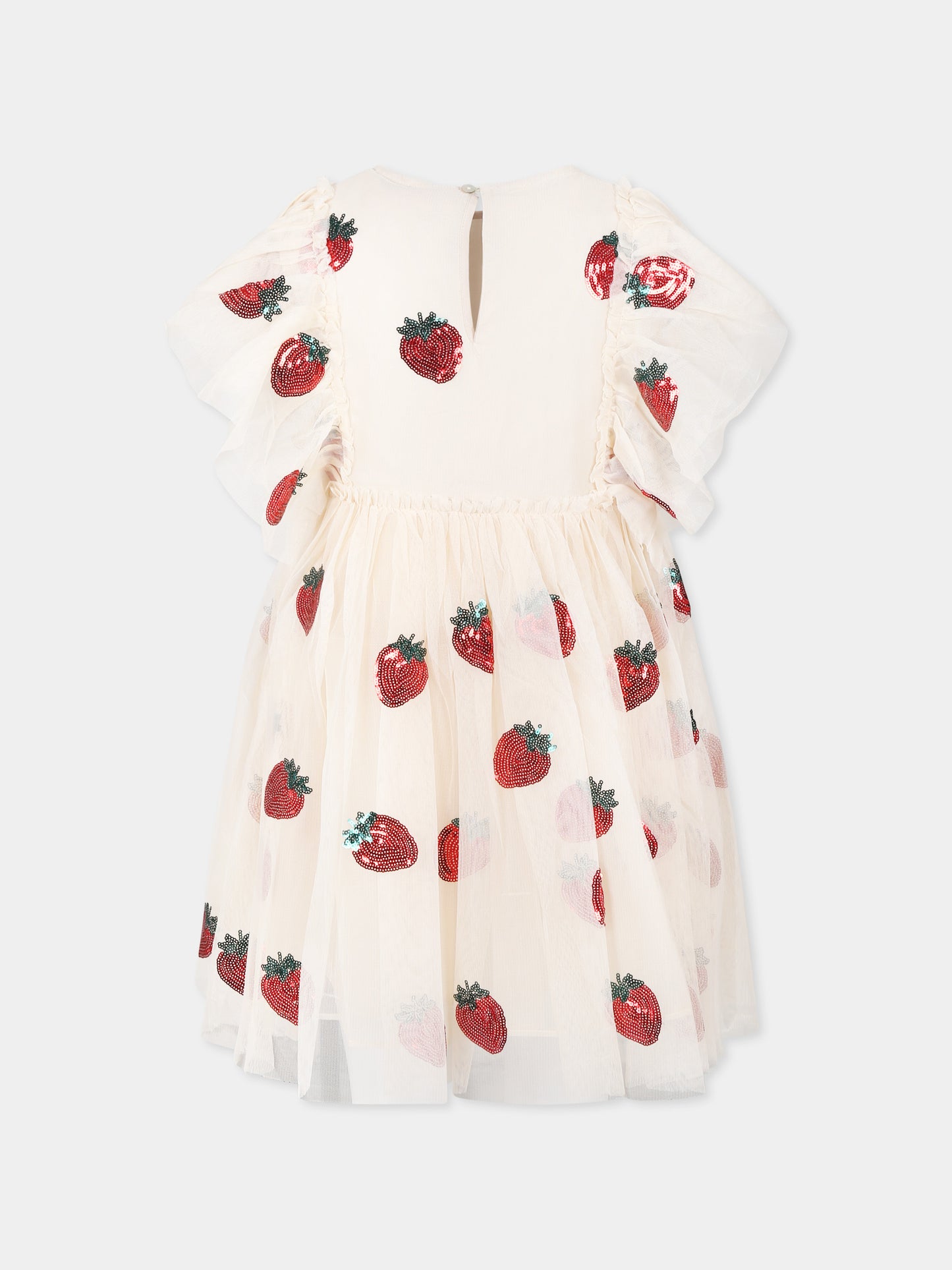 Pink dress for girl with strawberries