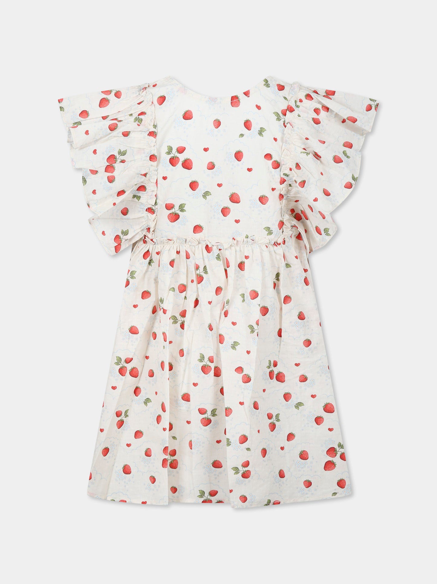 Vestito avorio per bambina con fragole all over,Konges Sløjd,KS102447 MARMALADE