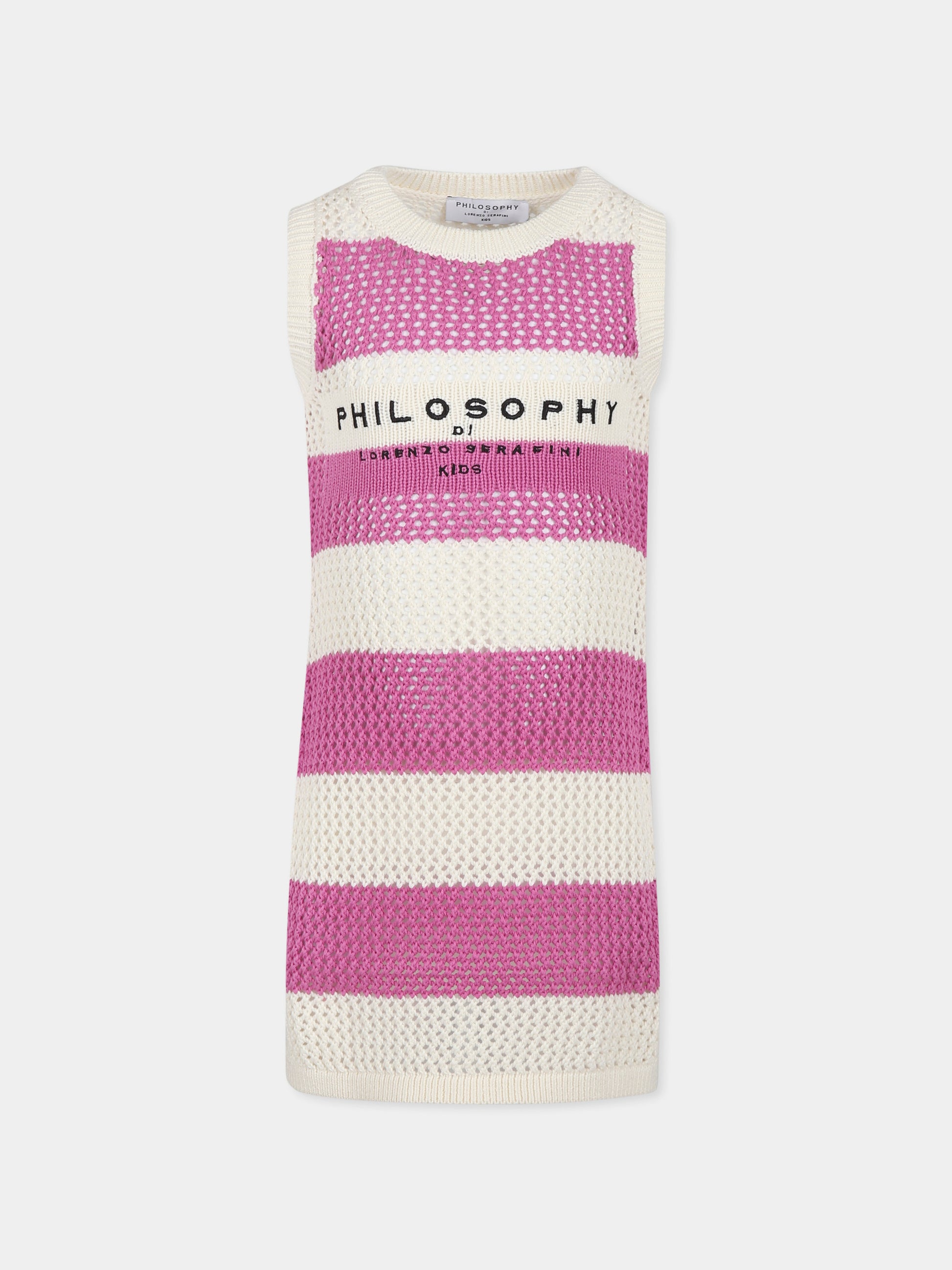 Vestito fucsia per bambina con logo,Philosophy,I9E035 5706 P493