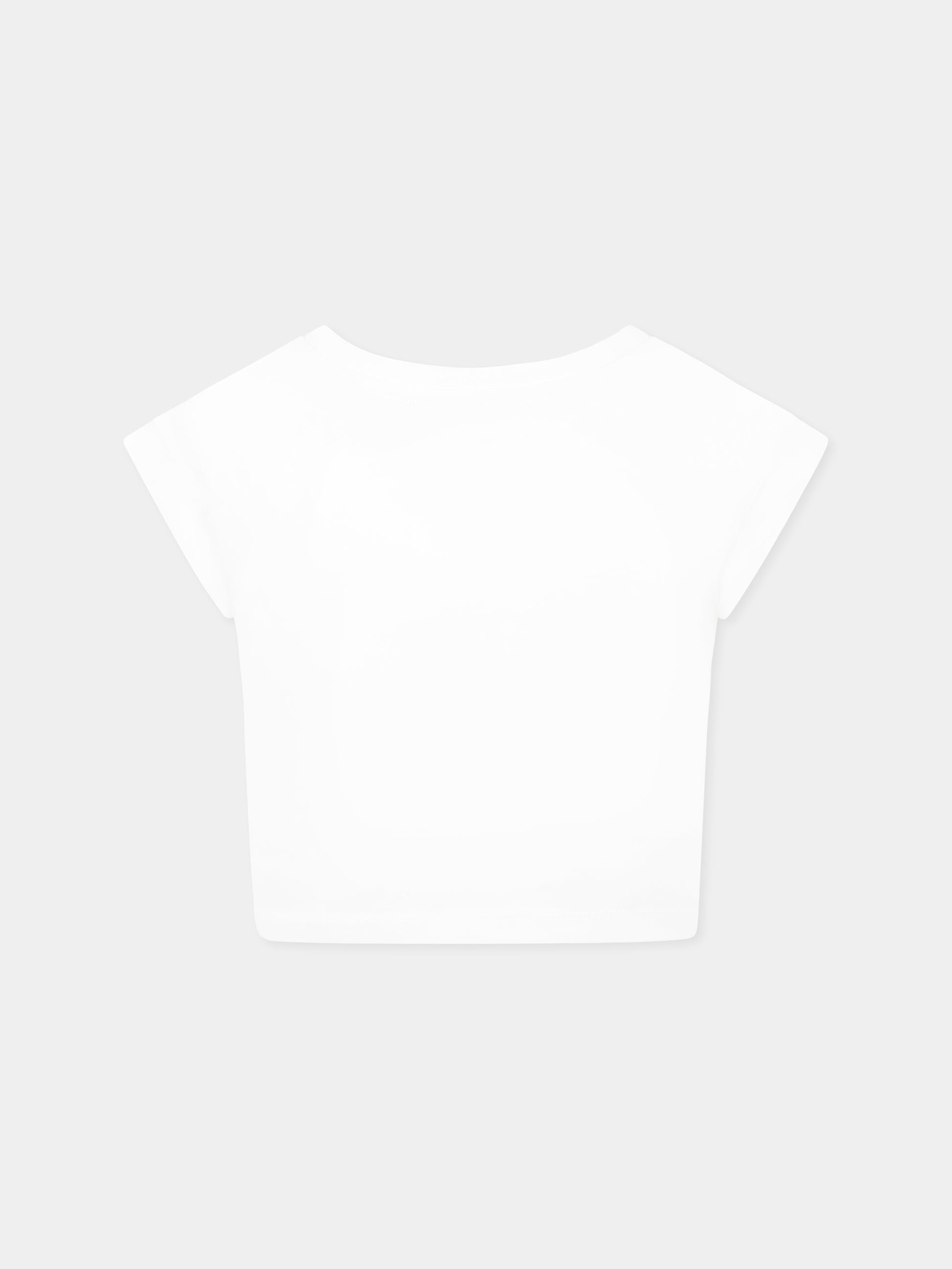 T-shirt crop bianca per bambina con logo,Philosophy,I1E603 5203 P001