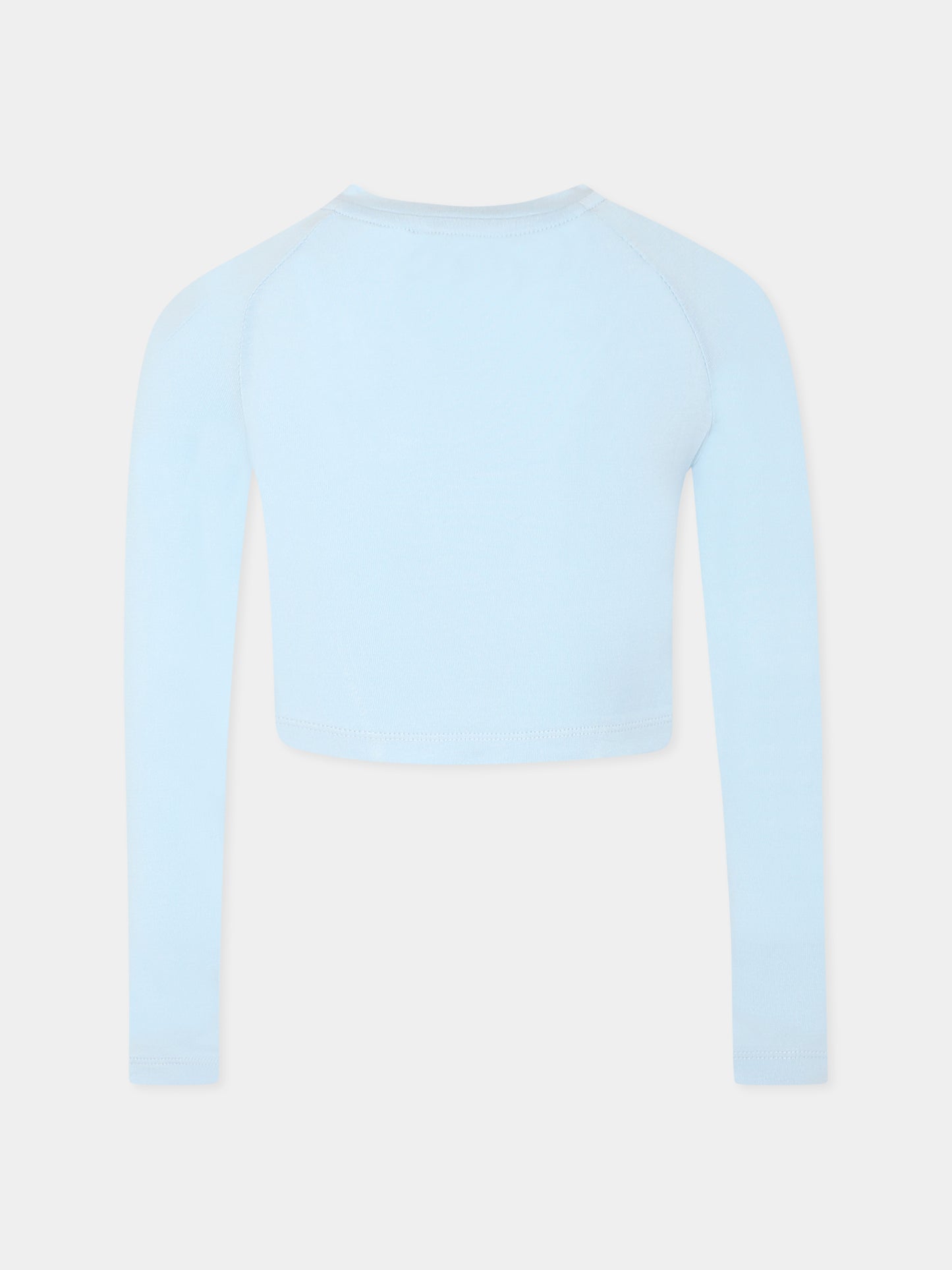 Light blue crop t-shirt for girl with logo