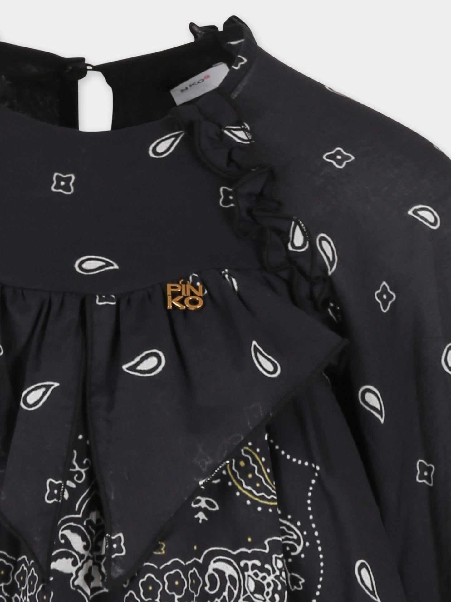 Vestito nero per bambina con stampa paisley,Pinko,KFAB001 0 CAK05 D704