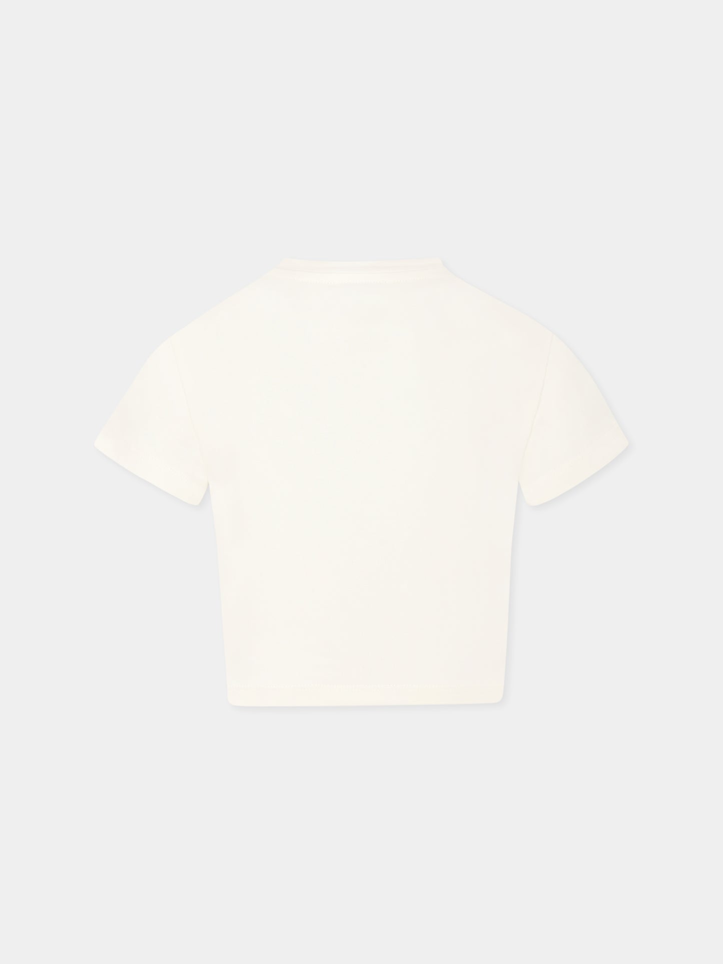 T-shirt crop avorio per bambina con logo,Pinko,KFTS007 C JE010 D001