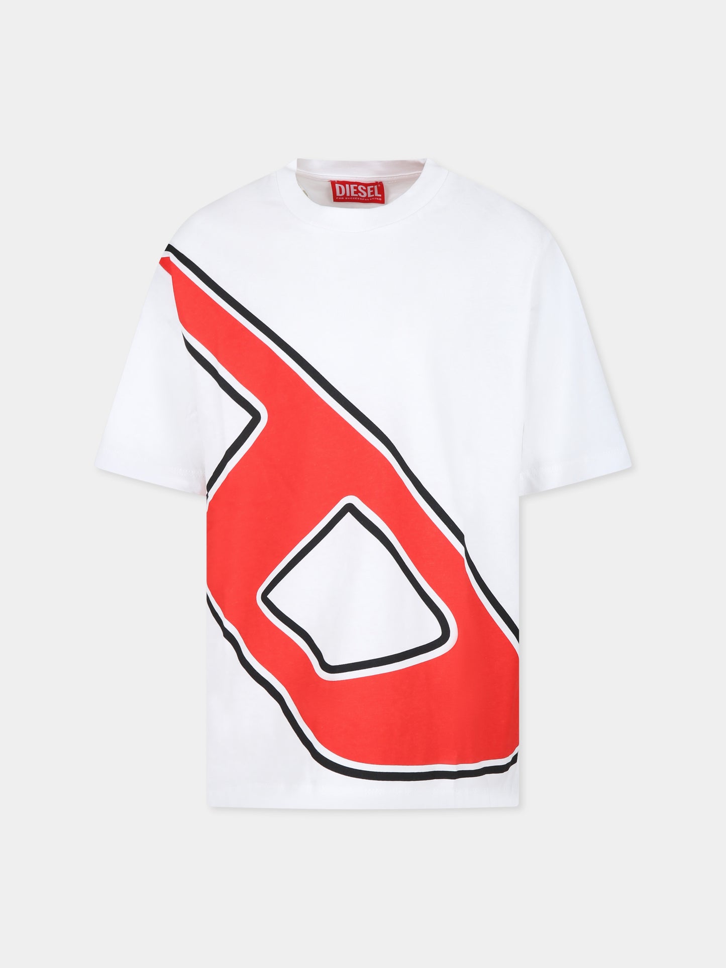 T-shirt bianca per bambino con logo,Diesel,J01905 KYAYD K100