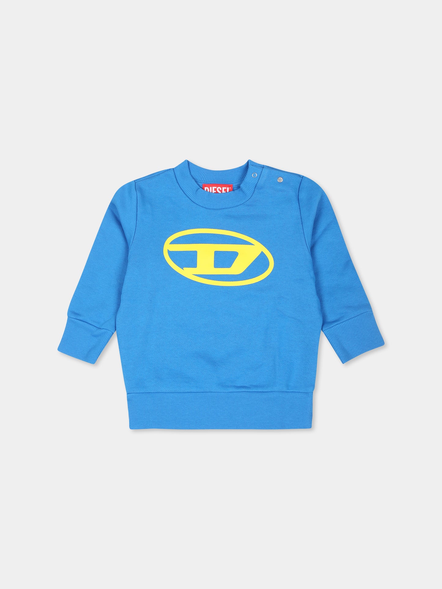 Felpa azzurra per neonato con logo,Diesel,K00513 KYAXZ K881
